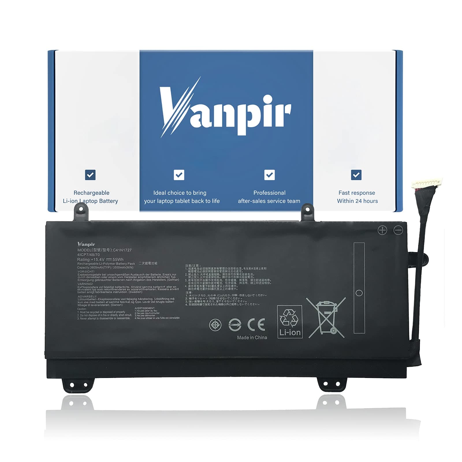 VANPIR C41N1727 Laptop Battery Compatible with Asus Zephyrus GM501 GM501G GM501GM GM501GS ROG GU501 GU501GM Series Notebook 0B200-02900000M 15.4V 55Wh 3500mAh