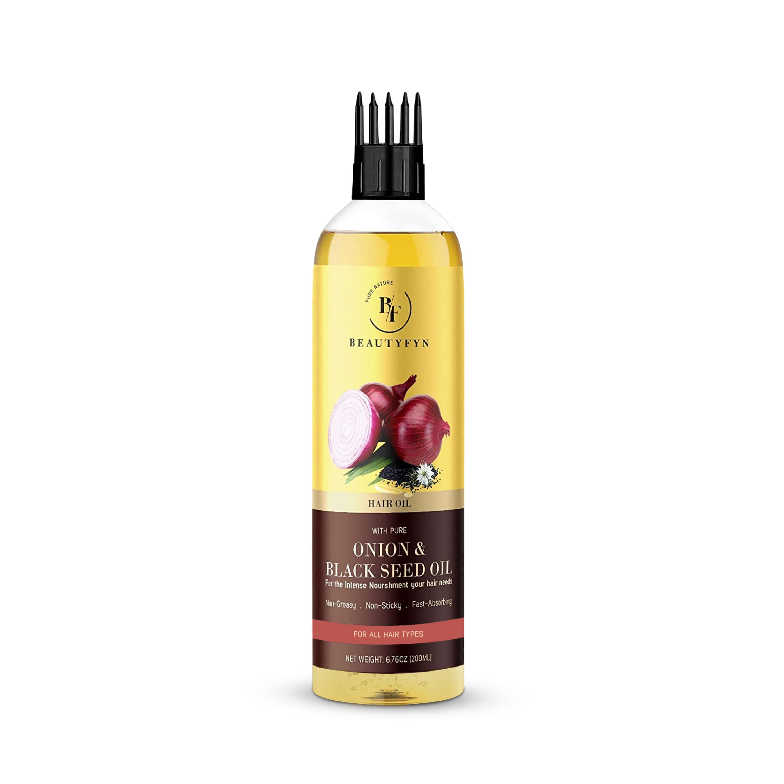BEAUTYFYNOrganic Onion & Black Seed Oil Prevents Scalp Infection, Stimulates Hair Growth and Thickness, Provides Intense Nourishment to Dry Damaged Hair & Scalp – For All Hair Types – 200ml