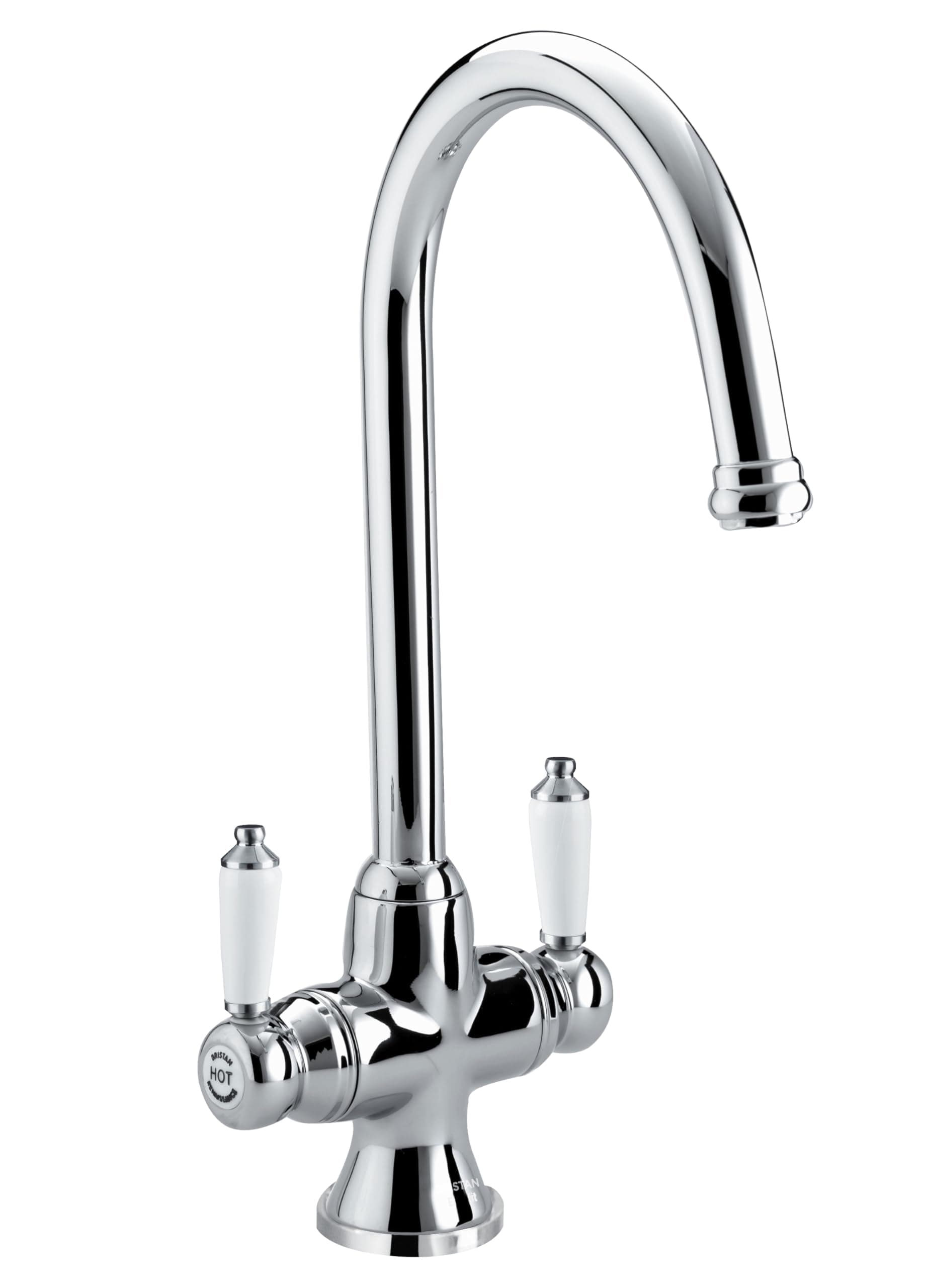 Renaissance Traditional Kitchen Tap - Swivel spout, Two Lever EasyFit Chrome Kitchen Sink tap, RS SNK EF C