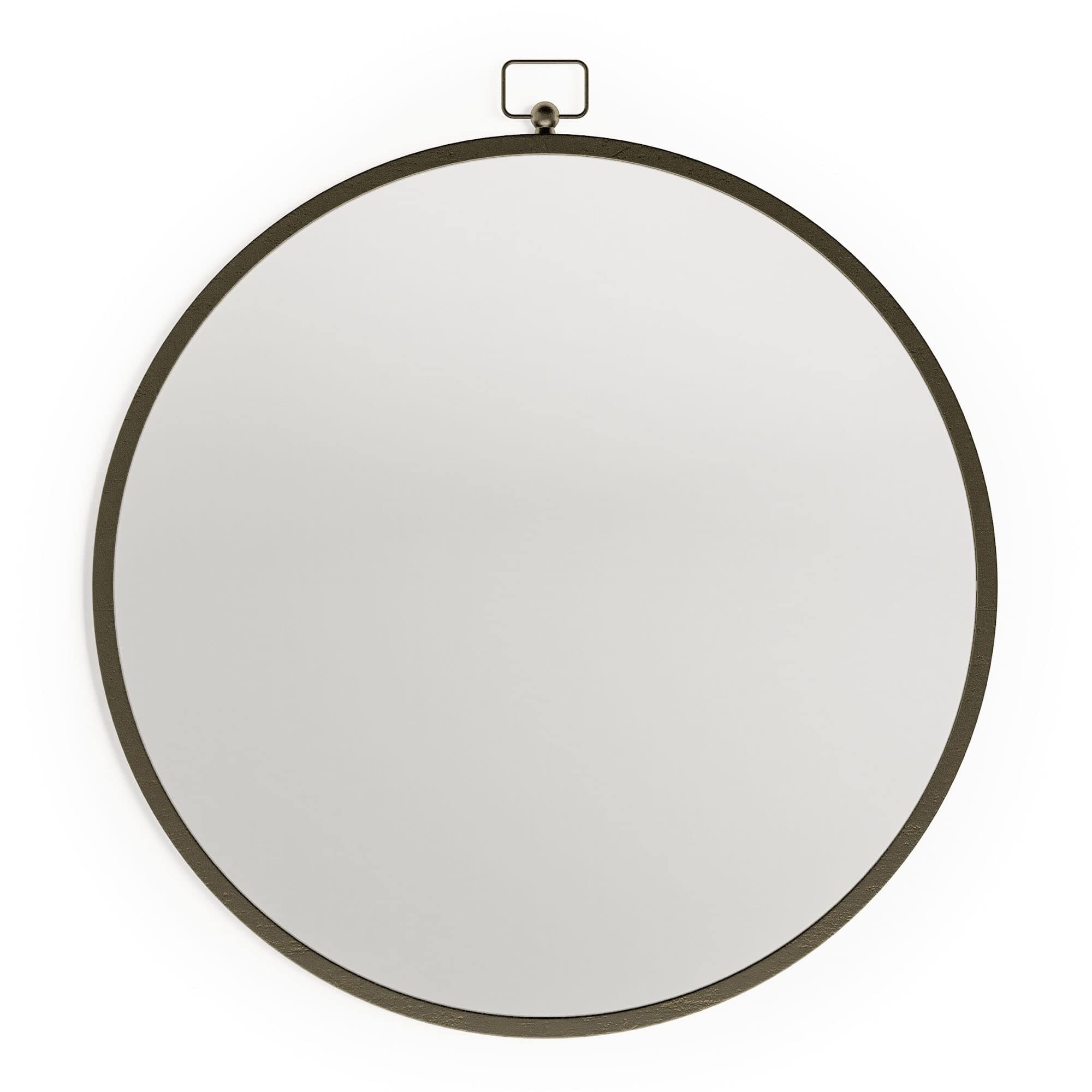 Barnyard Designs 61cm Large Round Circle Wall Mirror with Metal Frame, Decorative Mirror for Bathroom Vanity or Home Wall Decor, Iron Metal Grey
