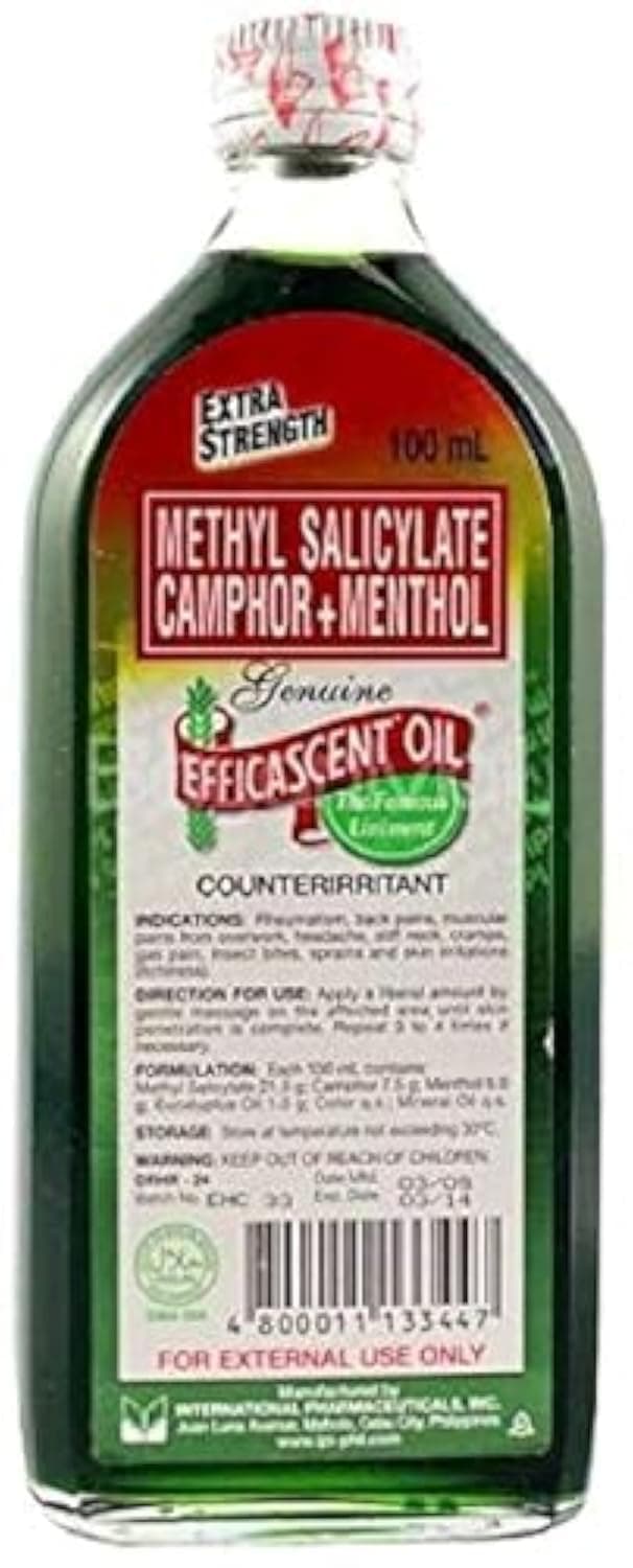 METHYL SALICYLATE CAMPHOR + MENTHOL Genuine Efficascent Oil Extra Strength 100 ML Bottle