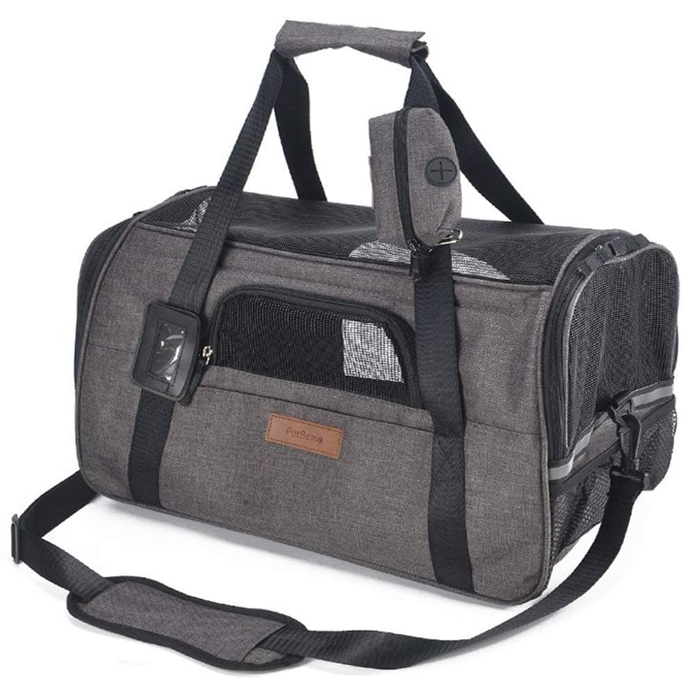 Airline Approved Soft Sided Pet Travel Carrier with Mesh Windows and Cushion Free Bonus Poop Bag Dispenser for Small Dogs and Cats