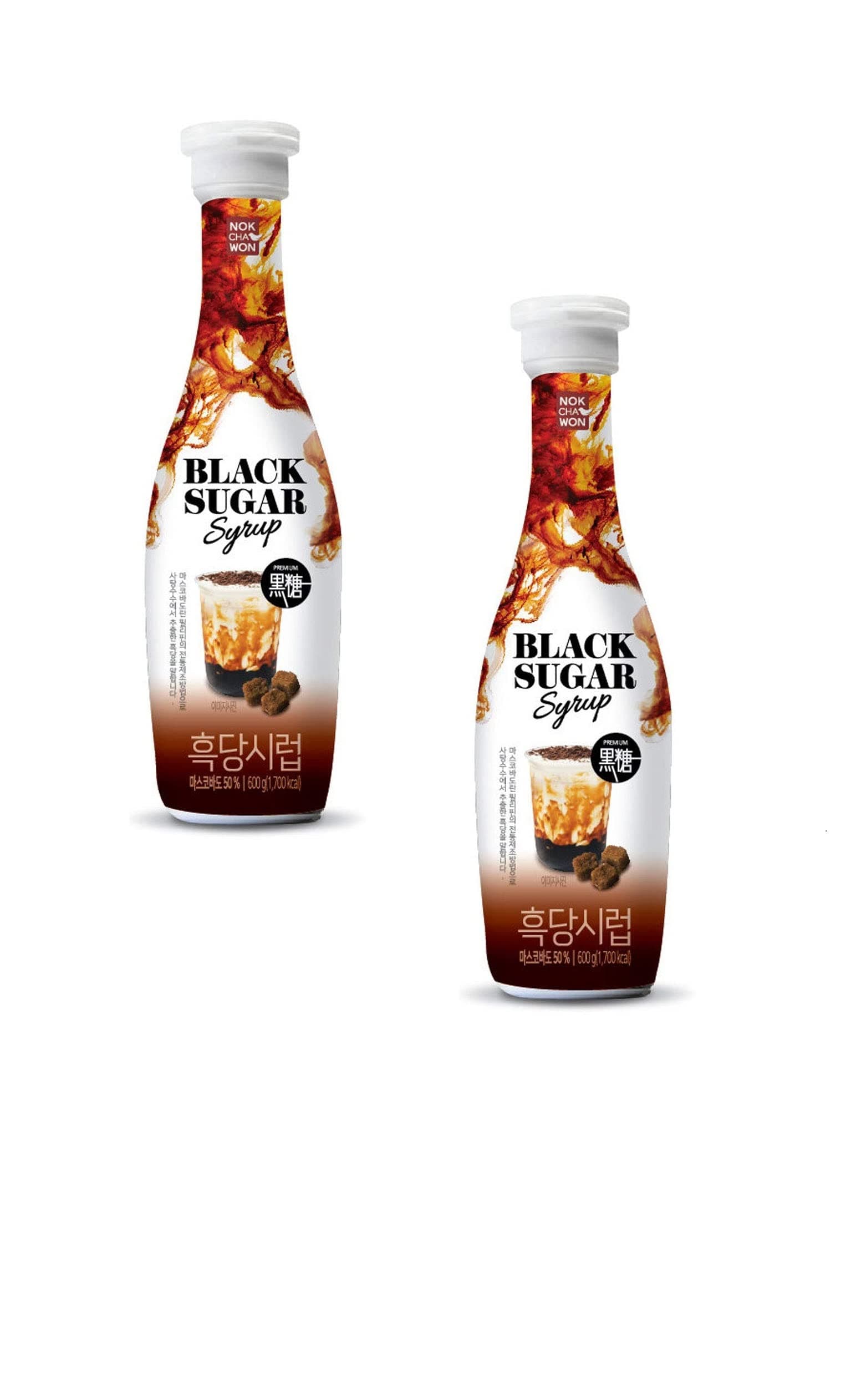 [Nokchawon] Cafe Base Syrup for Tea, Easy to Make at Home, Black Sugar Syrup for Tea, Easy to Use, Tube Type, Mascovado 50%, Easy to Make Black Sugar Latte,(Black Sugar)(Two-Pack)