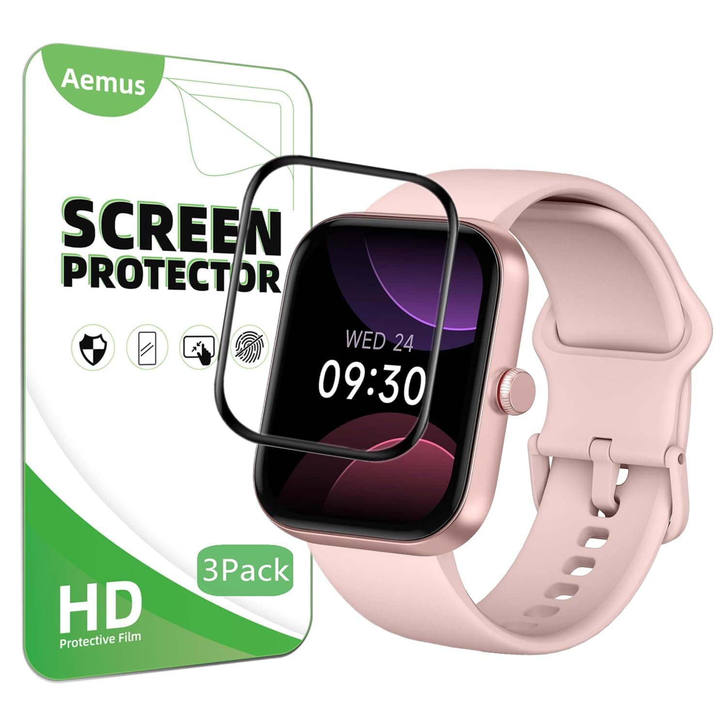Screen Protector Compatible for Yoever Smart Watch 1.91" (3 Pack) 3D Full PMMA Compatible for KEEPONFIT, TOOBUR IDW20 Smart Watch Protective Film