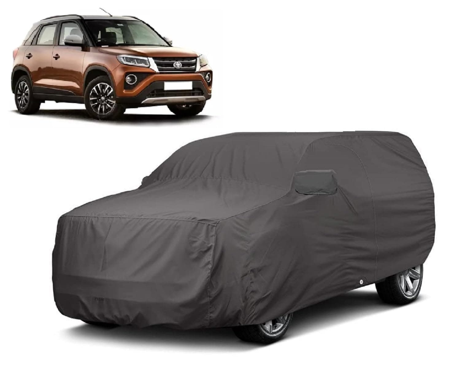 Auto Hub Car Cover Compatible with Urban Cruiser with Mirror Pocket, Water Resistant, Triple Stitched, Urban Cruiser Car Cover, Grey