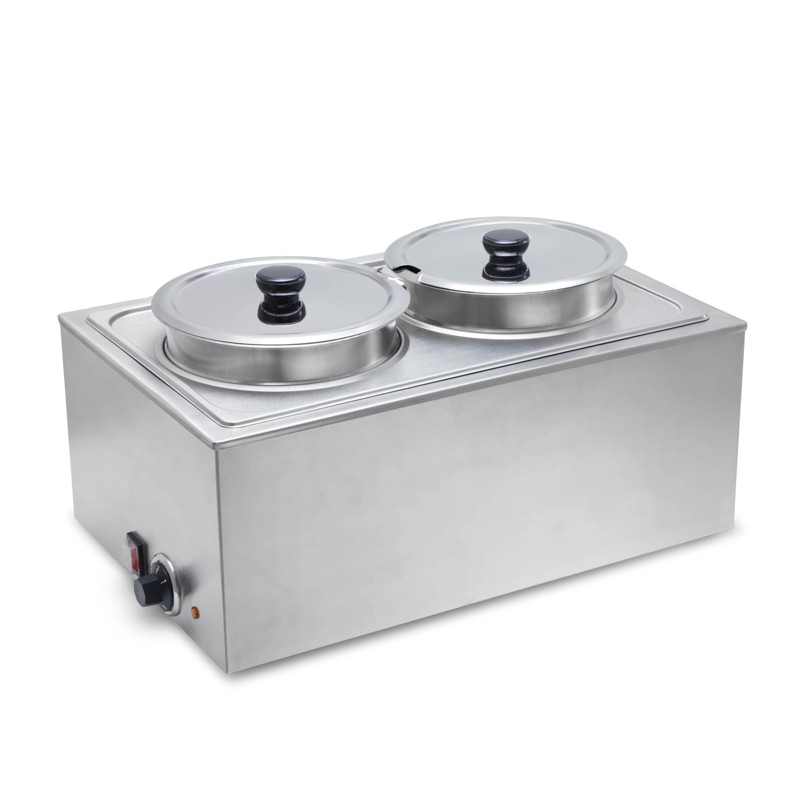 SYBO Commercial Grade Stainless Steel Bain Marie Buffet Food Warmer Steam Table for Catering and Restaurants (2 Round Pots)