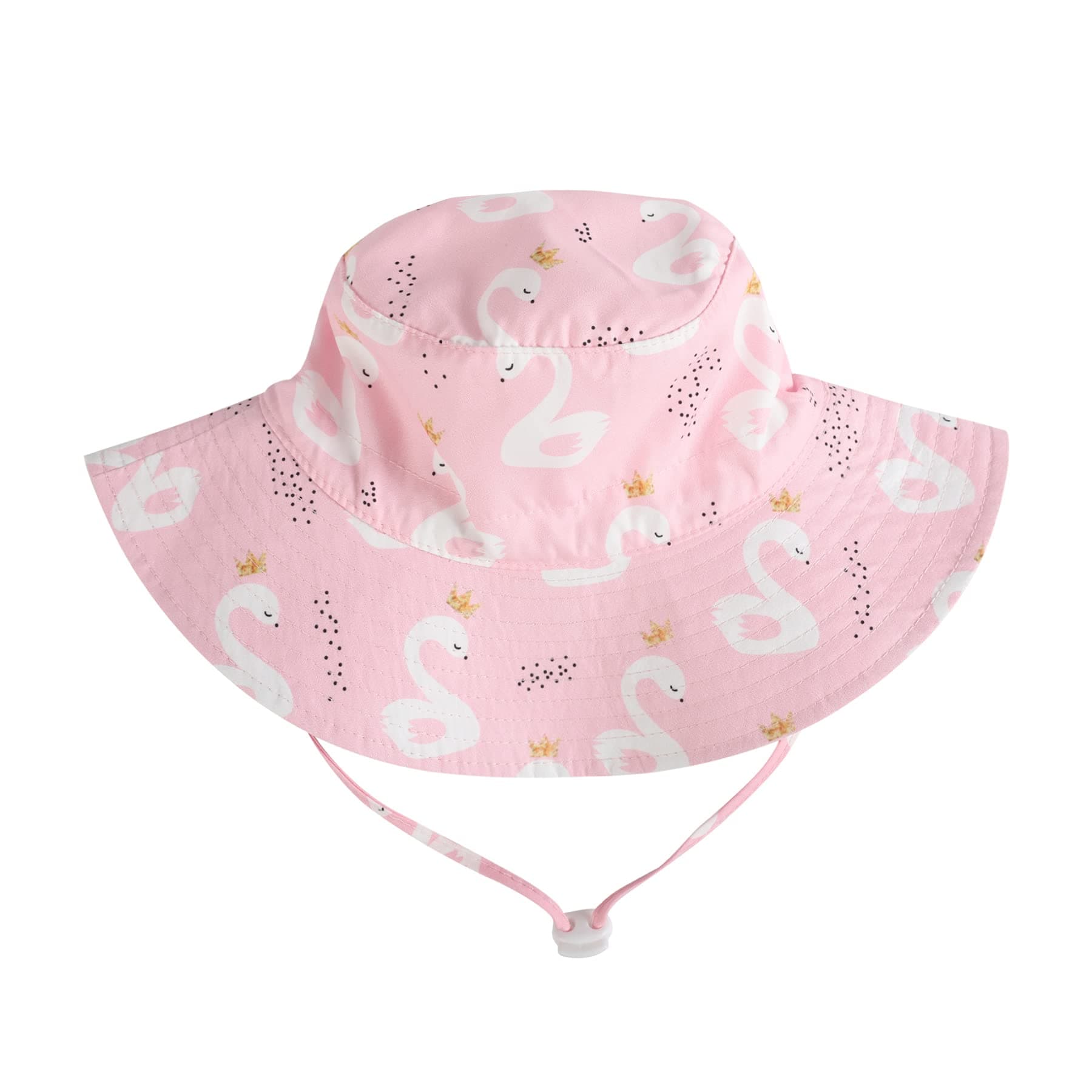 Charlene & Max Kid Boys Girls Toddler Infant Sun Bucket Hats Beach Cap Sun Protection (Pink Swan,6-12 Months)