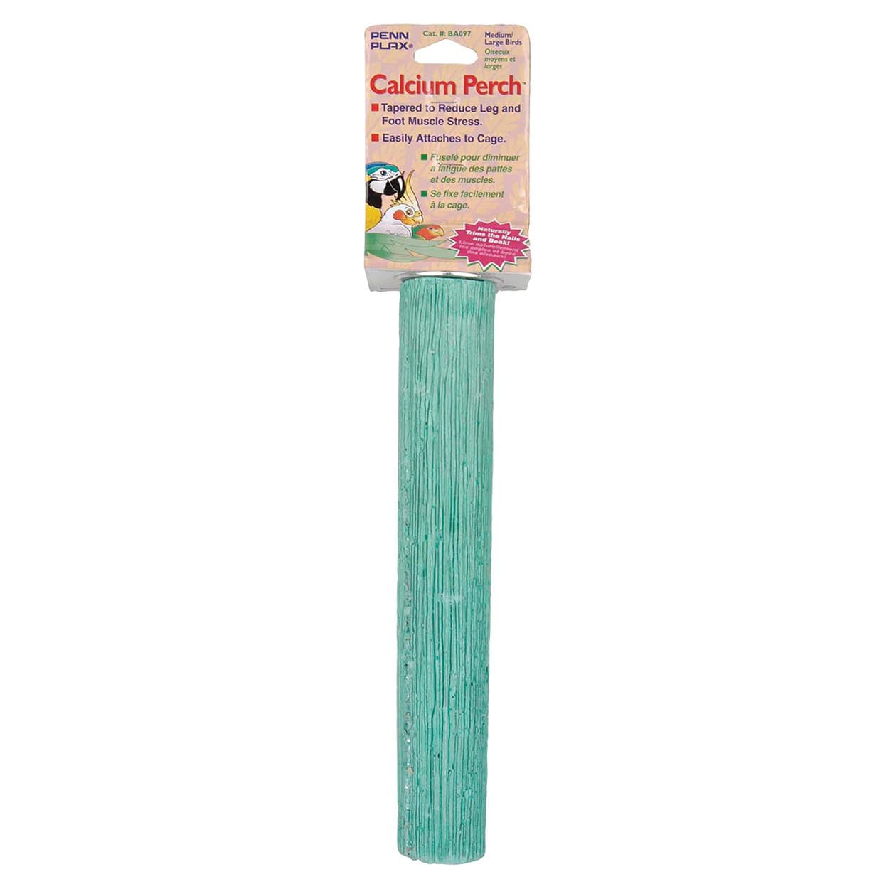 Penn-Plax Calcium Perch, X-Large, 12-Inch | Great For Larger Birds | Naturally Trims Nails And Strengthens Legs (Ba098)