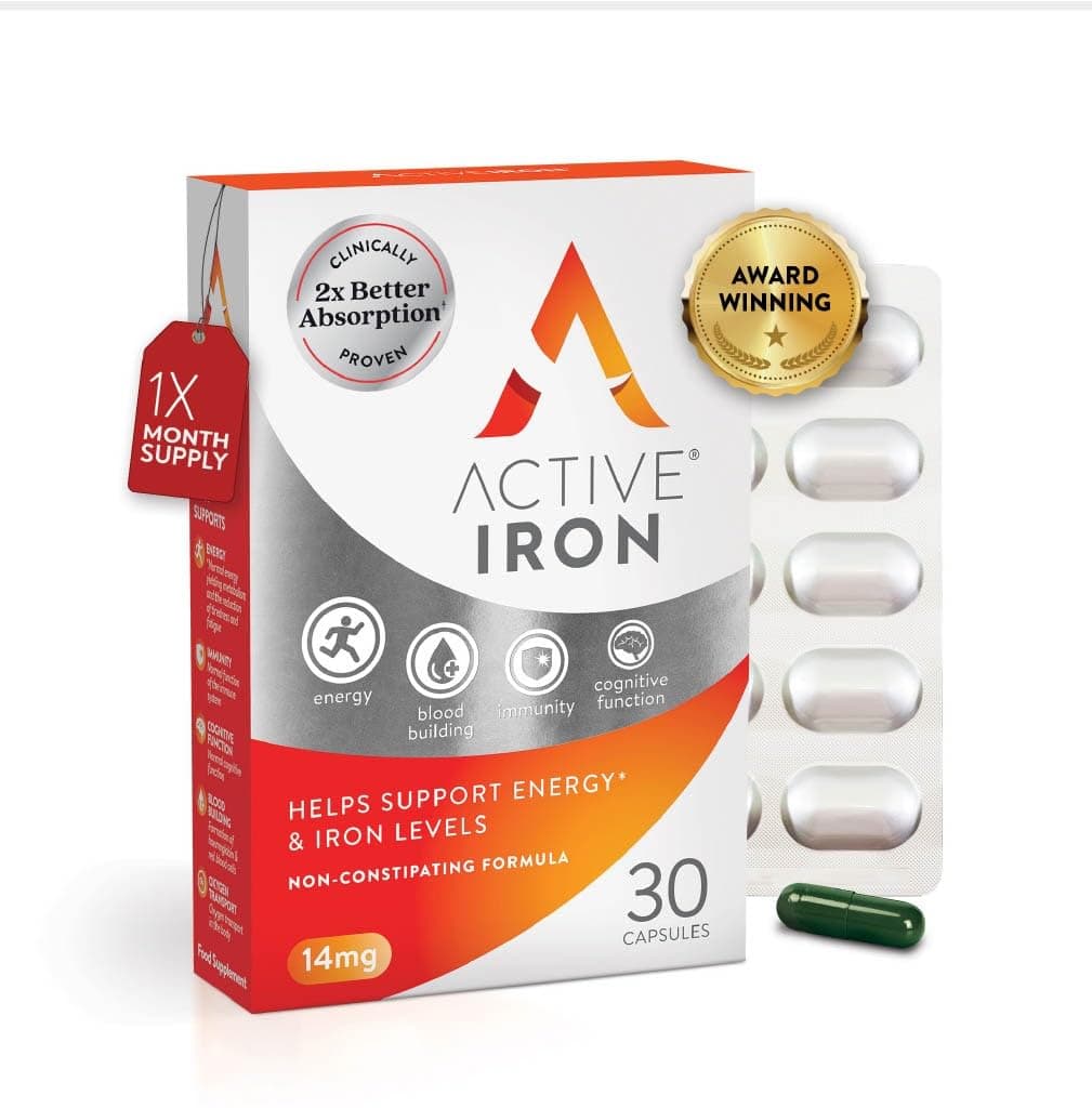 Active Iron Supplement 14 mg ā Helps Support Iron & Energy Levels ā Gentle, Non-Constipating, Highly Absorbed ā 30 Capsules, 1 Month Supply