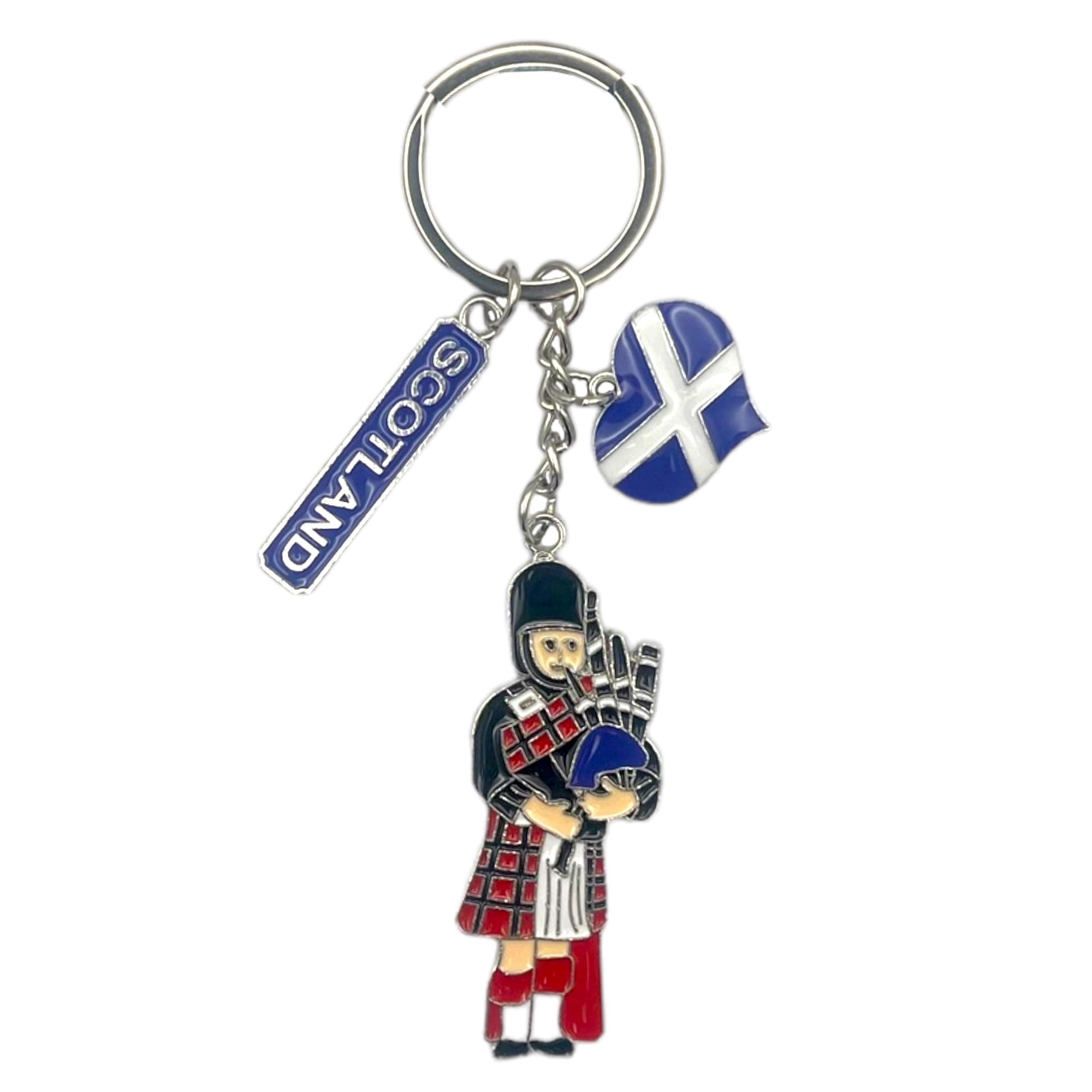 Souvenirs Scotland Keyring - Scottish Piper Keychain - Pipe Playing Scotland Key Chain - Edinburgh Gift Car Keychain, Multicolor