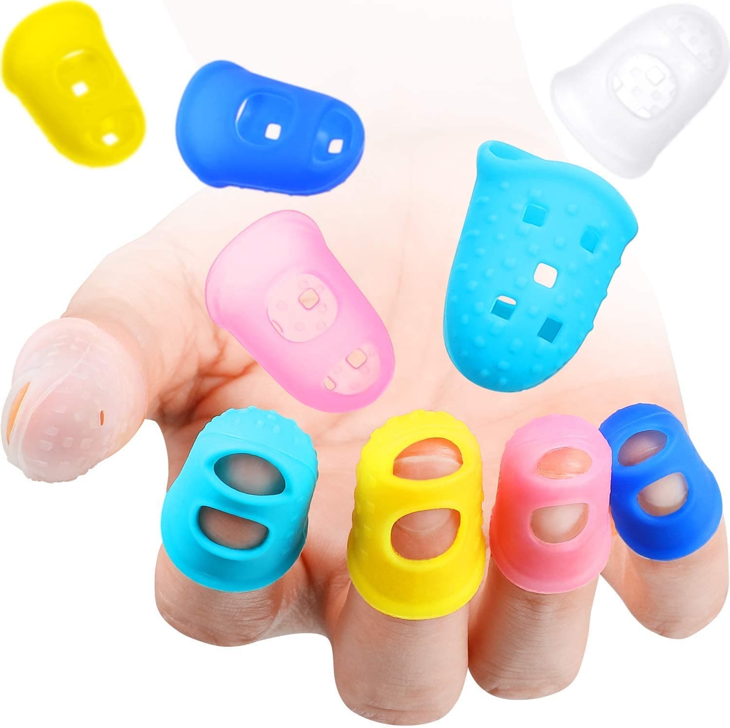 10pcs Sichumaria Guitar Silicone Finger Protector Color Fingertip Protection Covers Caps for Stringed Instruments, Sewing and Embroidery (Random Color)