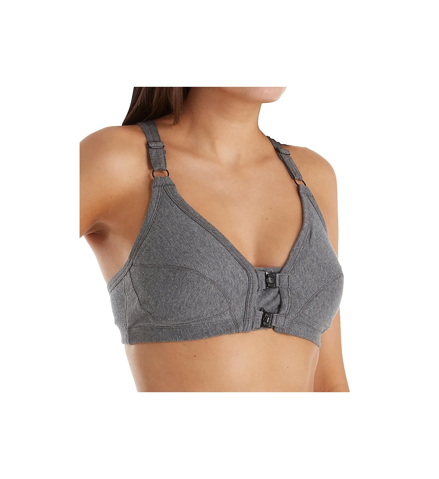 CottoniqueWomen's Hypoallergenic Racer Back Front Closure Support Bra Queen Made from 100% Organic Cotton