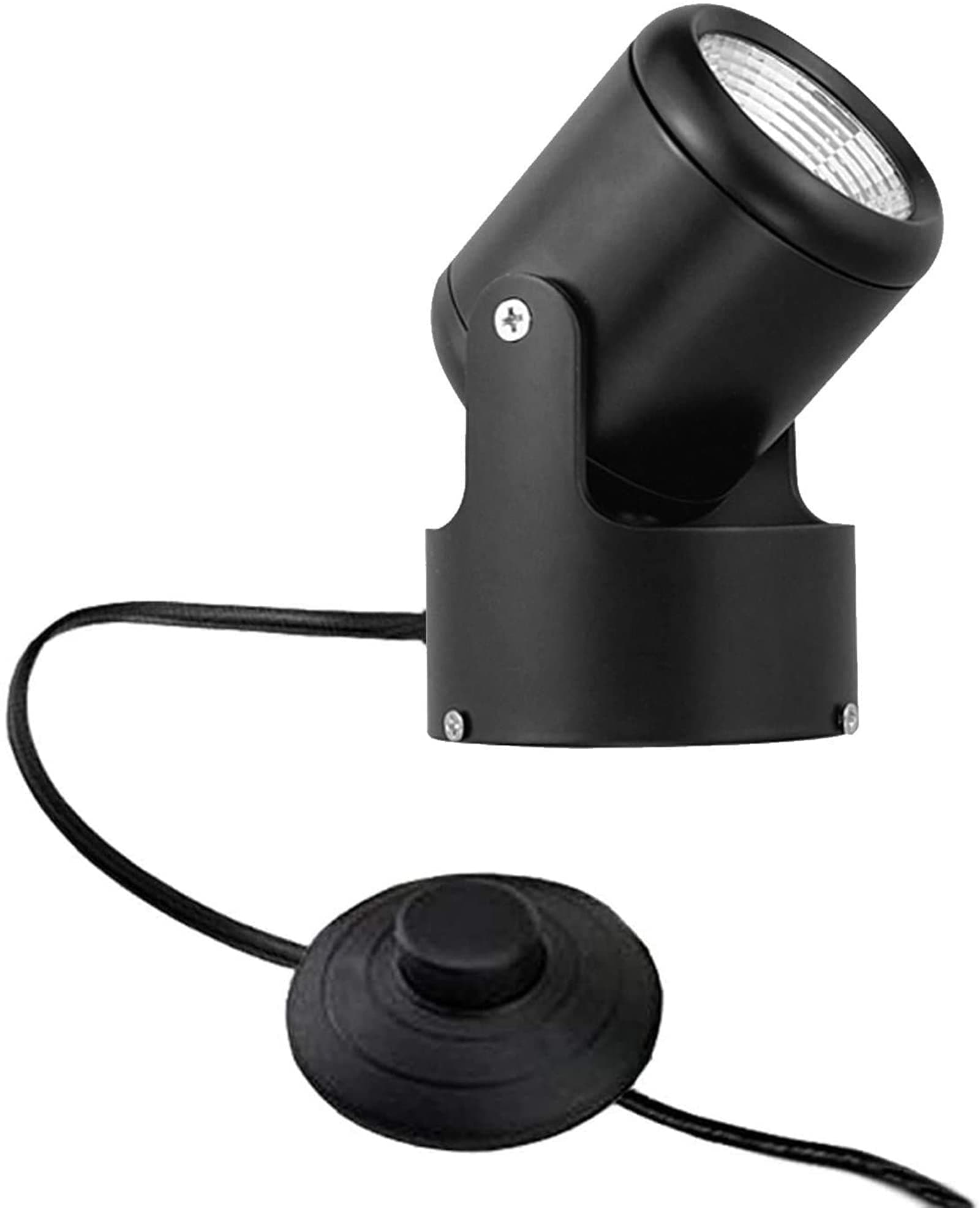 Vintage Industrial Loft Rustic Adjustable Flood Light Modern Spot Lighting/Floor Lamps Lights/Night Spotlight 3W LED Single Spotting GU10, 6ft Cable in US Plug with Foot Pedal, Black, No Bulb