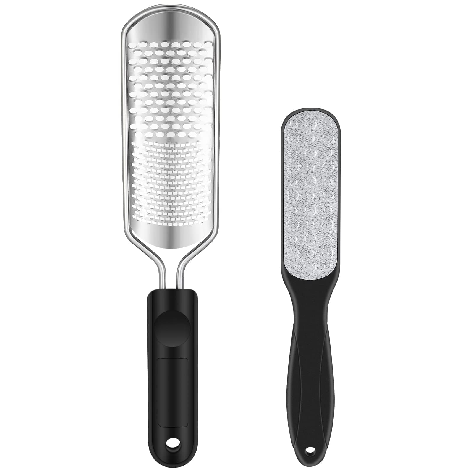 Foot File Callus Remover for Feet Foot Scrubber Dead Skin Remover, 2PCS Stainless Steel Upgraded Dual Size Foot Rasp and Dual Sided Pedicure Tools Washable and Reusable