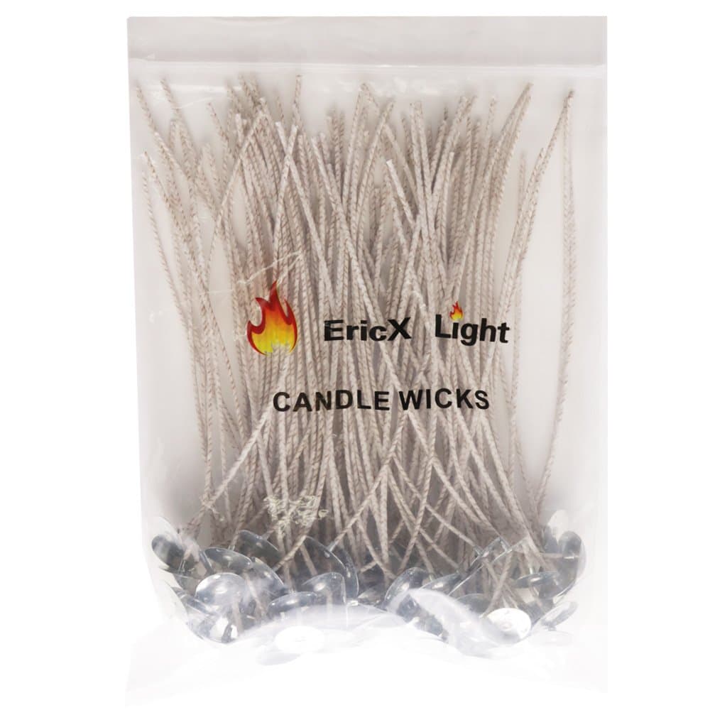 EricX Light 100 Piece 8 inch Soy Wax Candle Wick, Cotton and Paper Interwoven core, Large, for Candle Making, Candle DIY