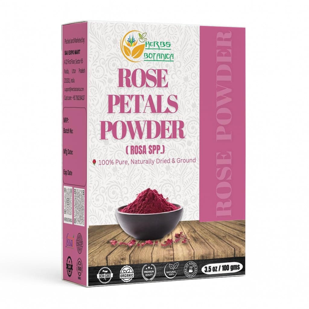 Herbs Botanica Rose Petal Powder 100% Natural for Face Mask, DIY Skin Care, Aromatherapy, No Preservatives or Colors, Chemical-Free Herbal Powder, 100 gm