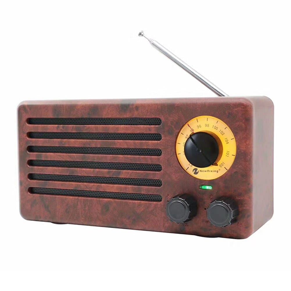 Portable Radio Jerry Rat Retro Radio/Rotary Radio/Nostalgic FM Radio/FM Radio High Definition Audio With Bluetooth to Wirelessly Connect Smartphones, Tablets and Mp3 Players (Wood Grain Effect/Walnut)