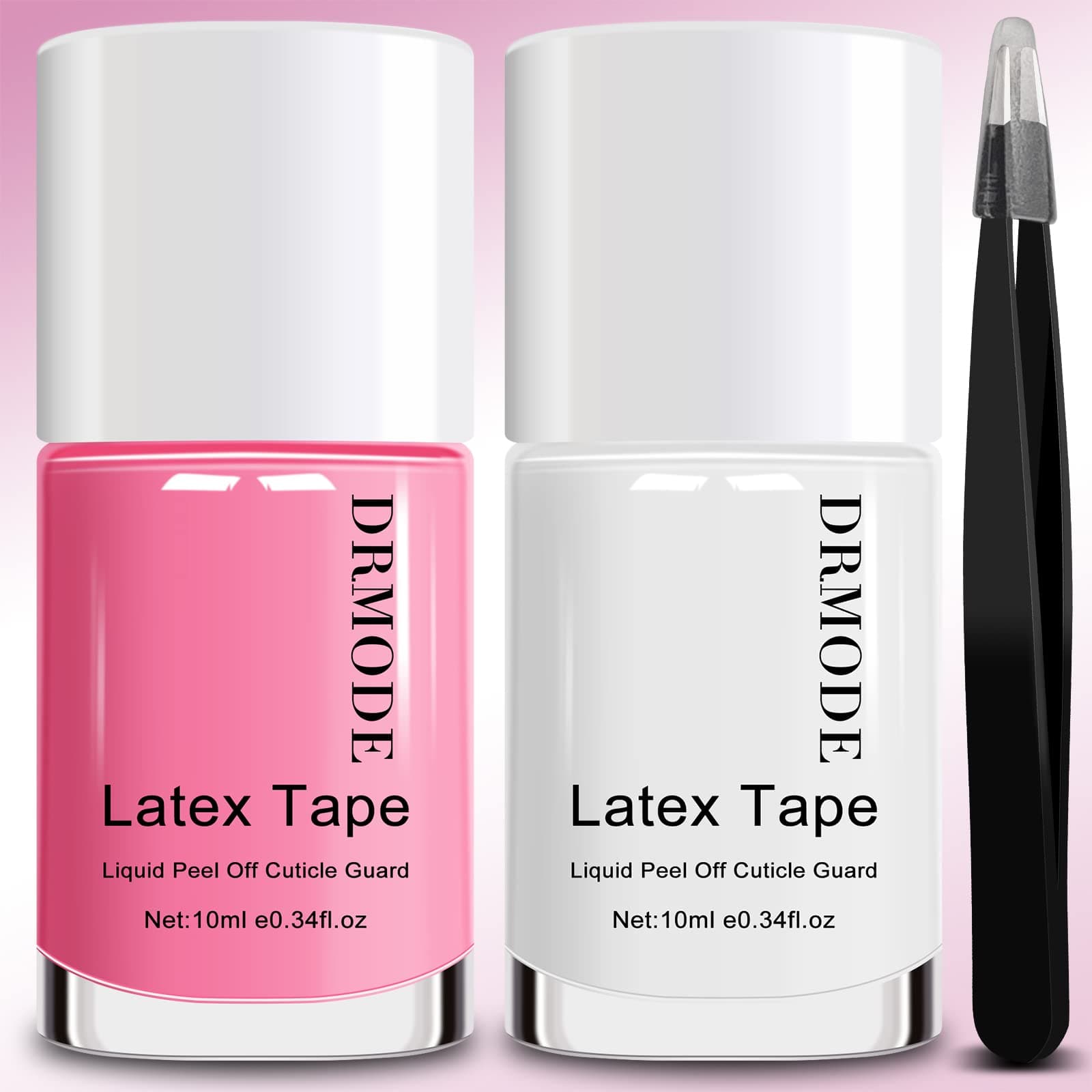 DRMODE Liquid Latex for Nails, Nail Latex Tape Peel Off Fast Drying Nail Polish Barrier, Nail Cuticle Guard Protector for Fingers Nail Stamping with Tweezers for Nail Art