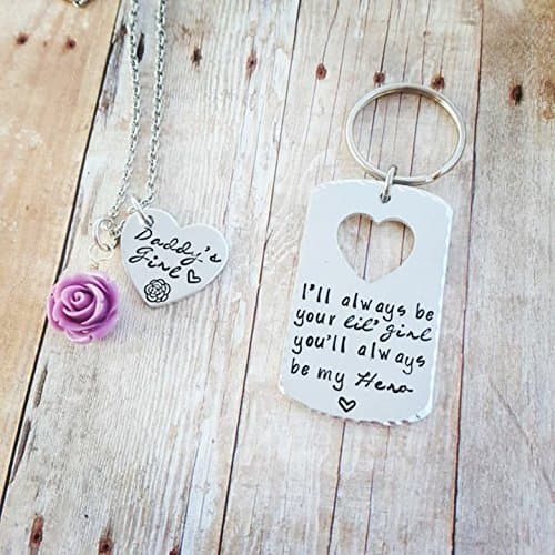 Daddy's Girl - Daddy is my hero - Always be your little girl - Dad Key chain - Daddy's Girl Necklace - Flower Necklace