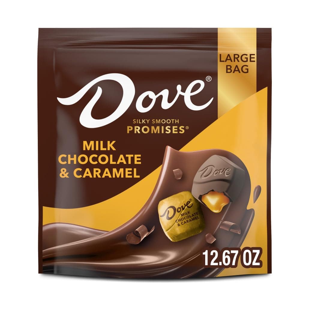 DOVE PROMISES Milk Chocolate & Caramel Candy, Chocolates Individually Wrapped, Candy Bulk Bag, 12.67 Oz Large Bag