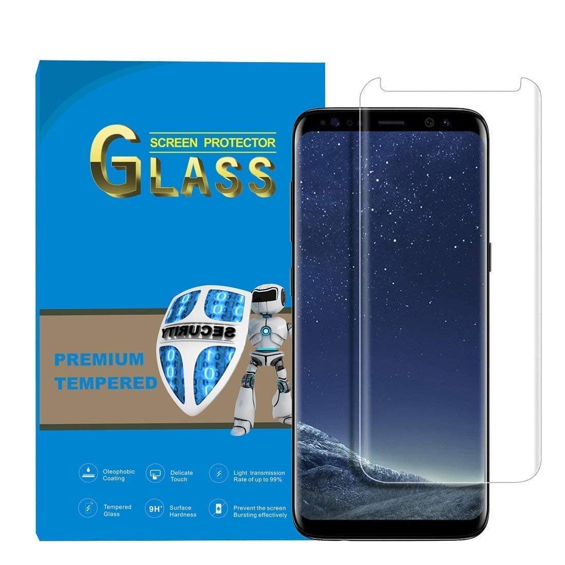 Galaxy S8 Screen Protector Glass, Full Cover (3D Curved) Tempered Glass Screen Protector for Samsung Galaxy S8 (Transparent)