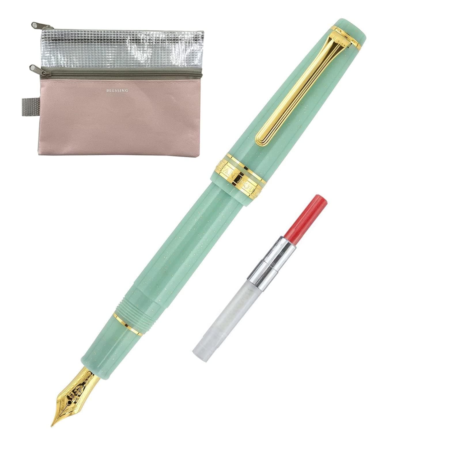 Sailor Professional Gear Slim Fountain Pen (MF) Shikiori Dragon Palace with converter ＆ W zipper case (Japan Import) (11-1227-301)