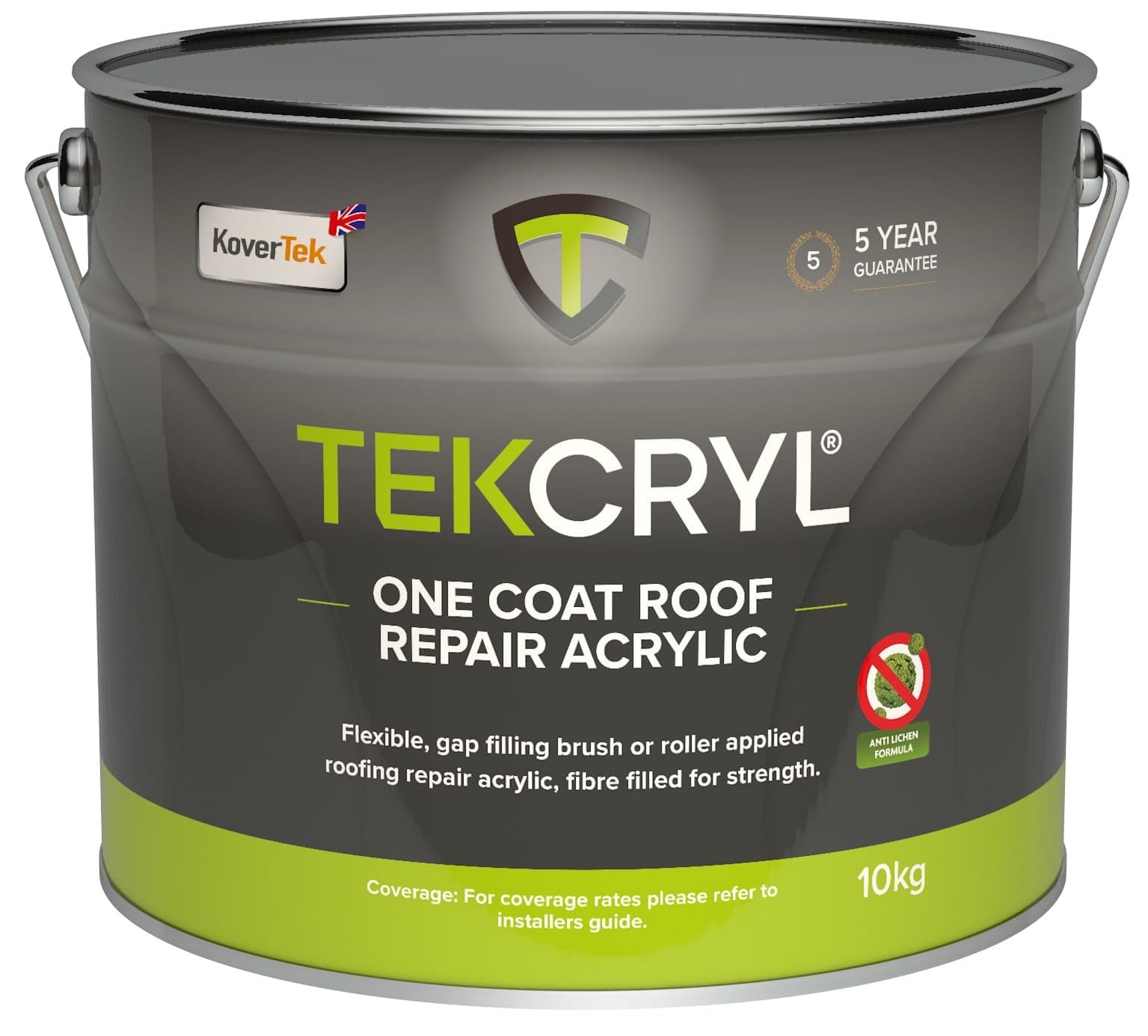 TekCryl 10 KG - Grey, 5 year guarantee! (YES NOBODY ELSE OFFERS A 5YR WARRANTY), Roof Sealer, Emergency Roof Repair, Fast Fix