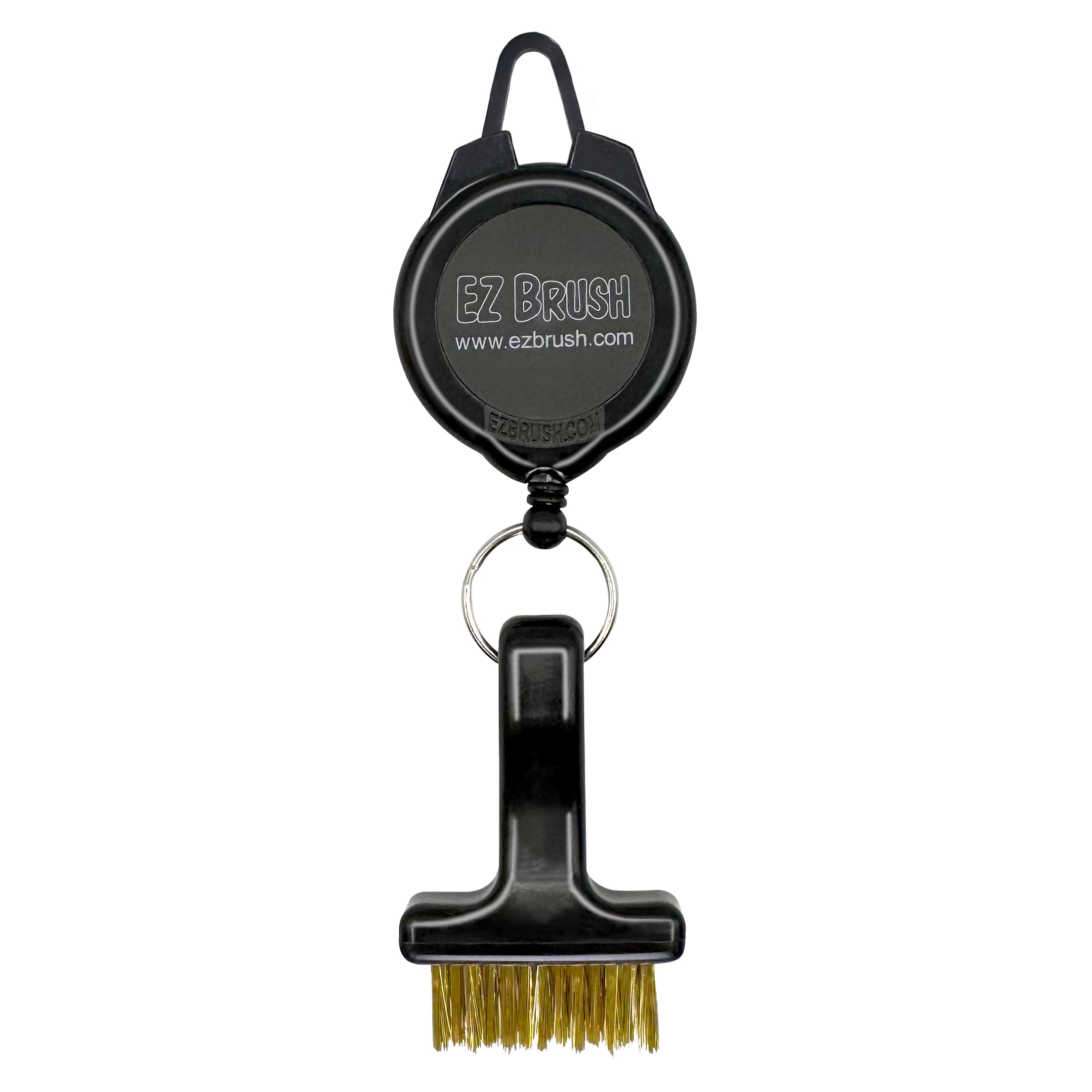 Mini Retractable Golf Club Brush Cleaning Tool with Clip and Brass Bristles