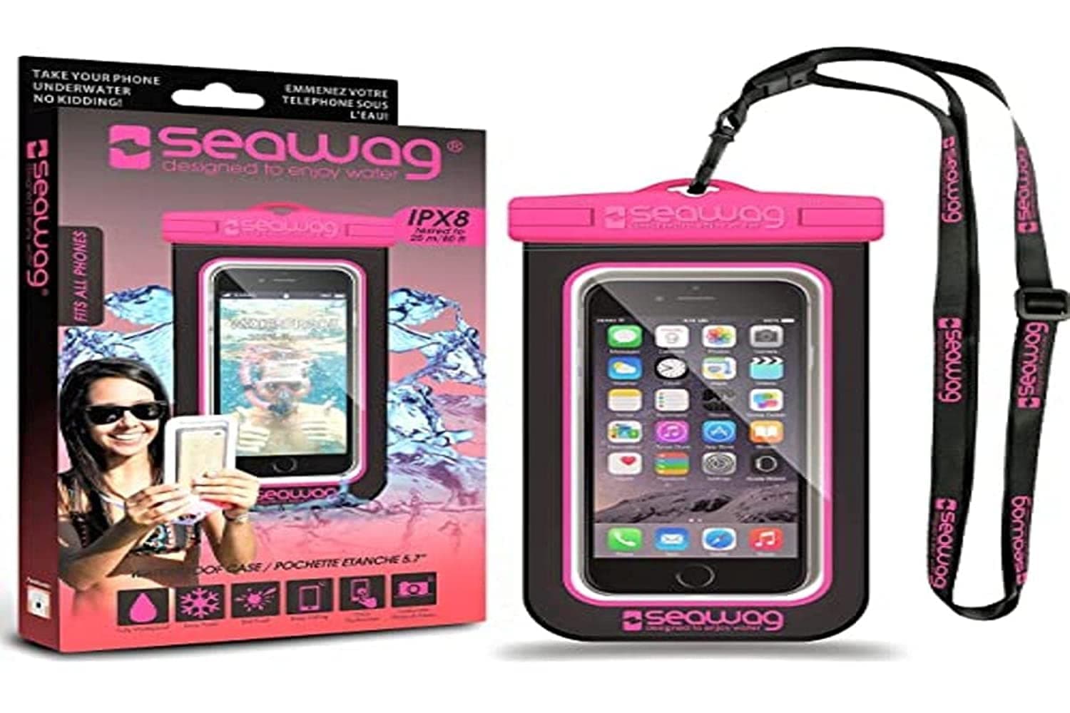 SeawagUniversal Waterproof Case for Smartphone 5.7" (Black/Pink)