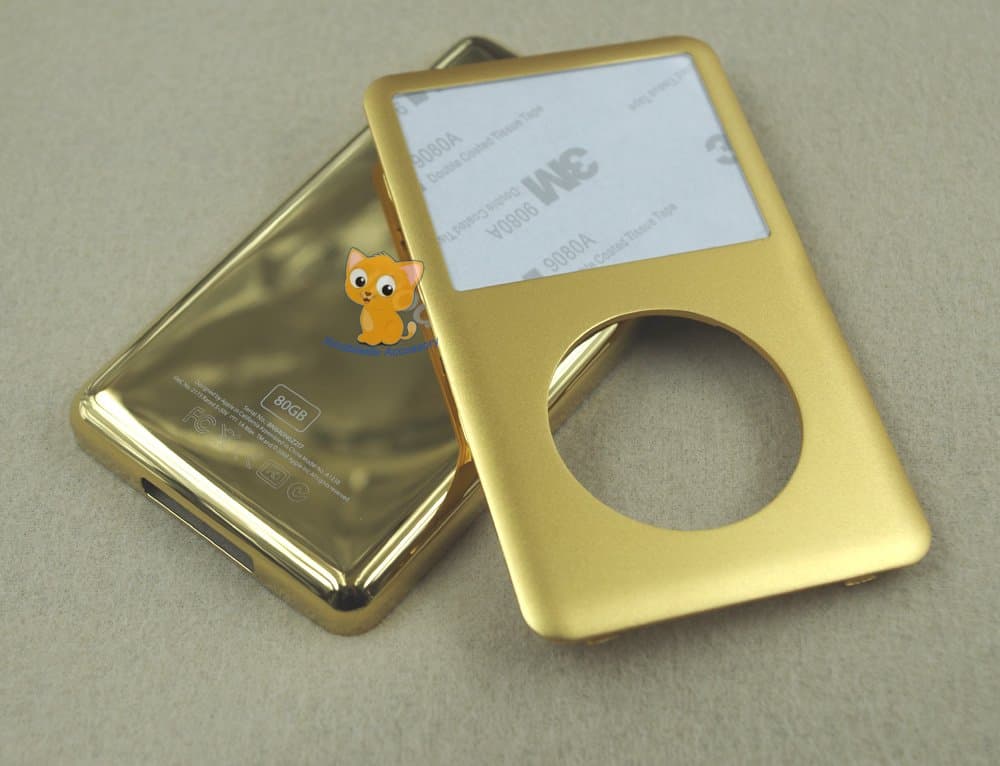 Gold Golden Color Metal Front Faceplate Fascia + Back Rear Housing Case Cover Shell Repair Replacement for iPod 6th Gen Classic 80gb