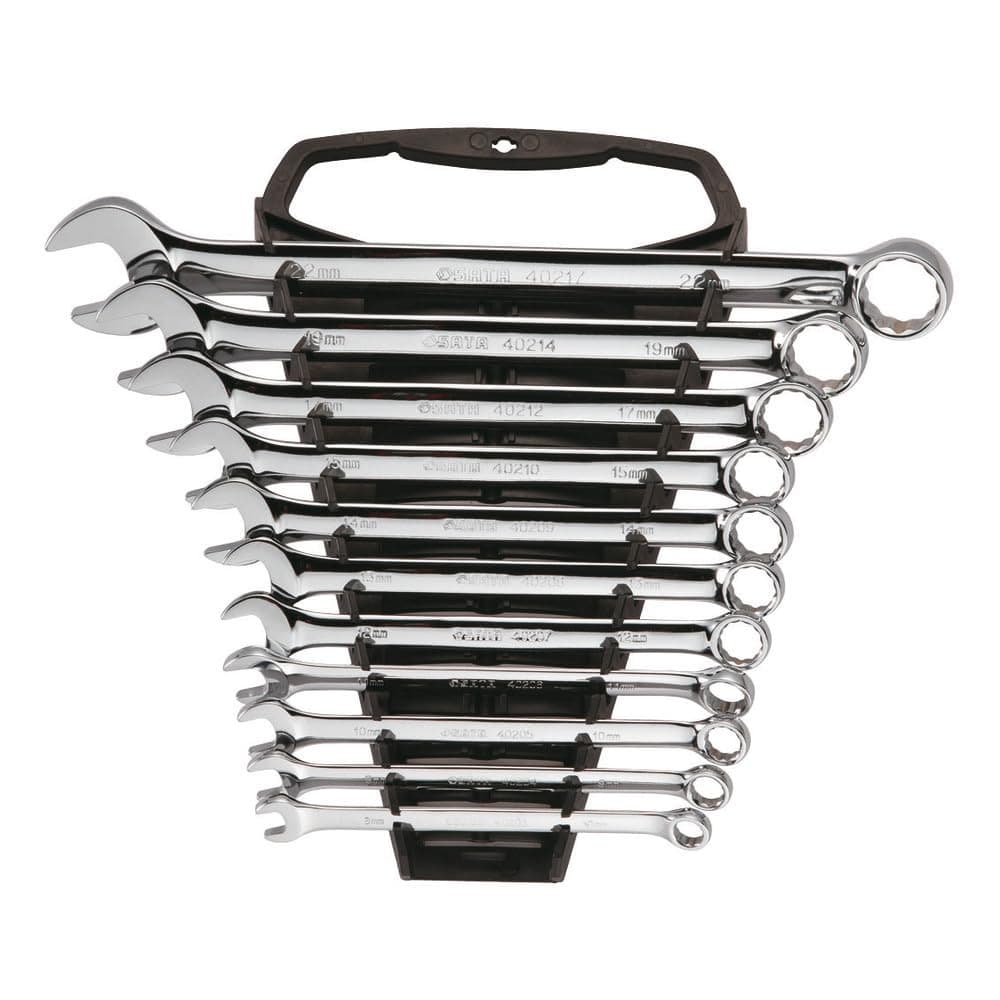 11-Piece Metric Combination Wrench Set with Rack, Full-Polished Chrome, 8mm to 22mm - ST09022SJ