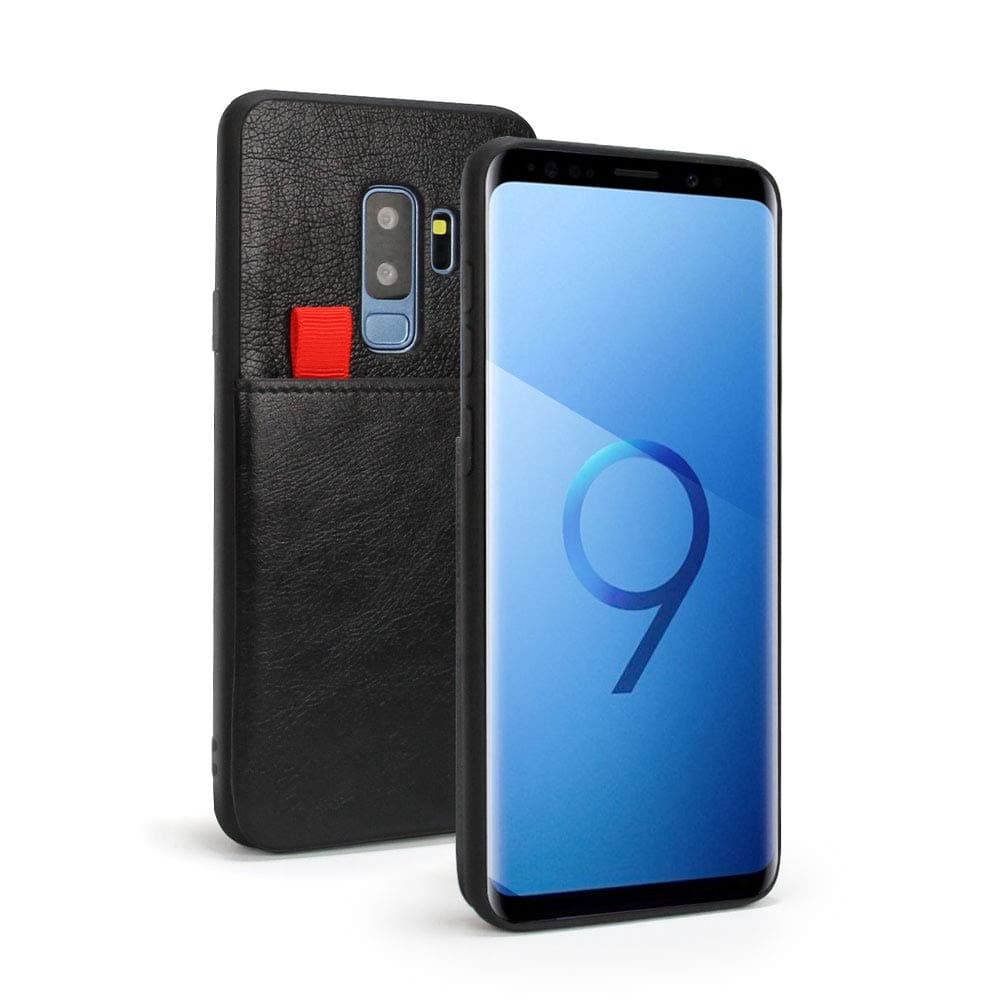 VENRODEX Shockproof Protective Premium PU Leather Case for Samsung Galaxy S9+ Plus 6.2"(2018) with Card Holder (Black)