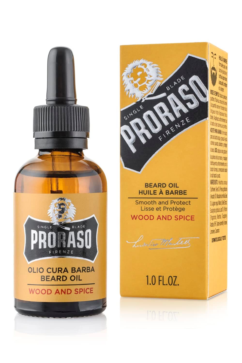 Proraso Beard Oil, Wood And Spice, 30Ml, Scented Beard Softener For Men Softens And Protects Long, Bristly Beards, Made In Italy