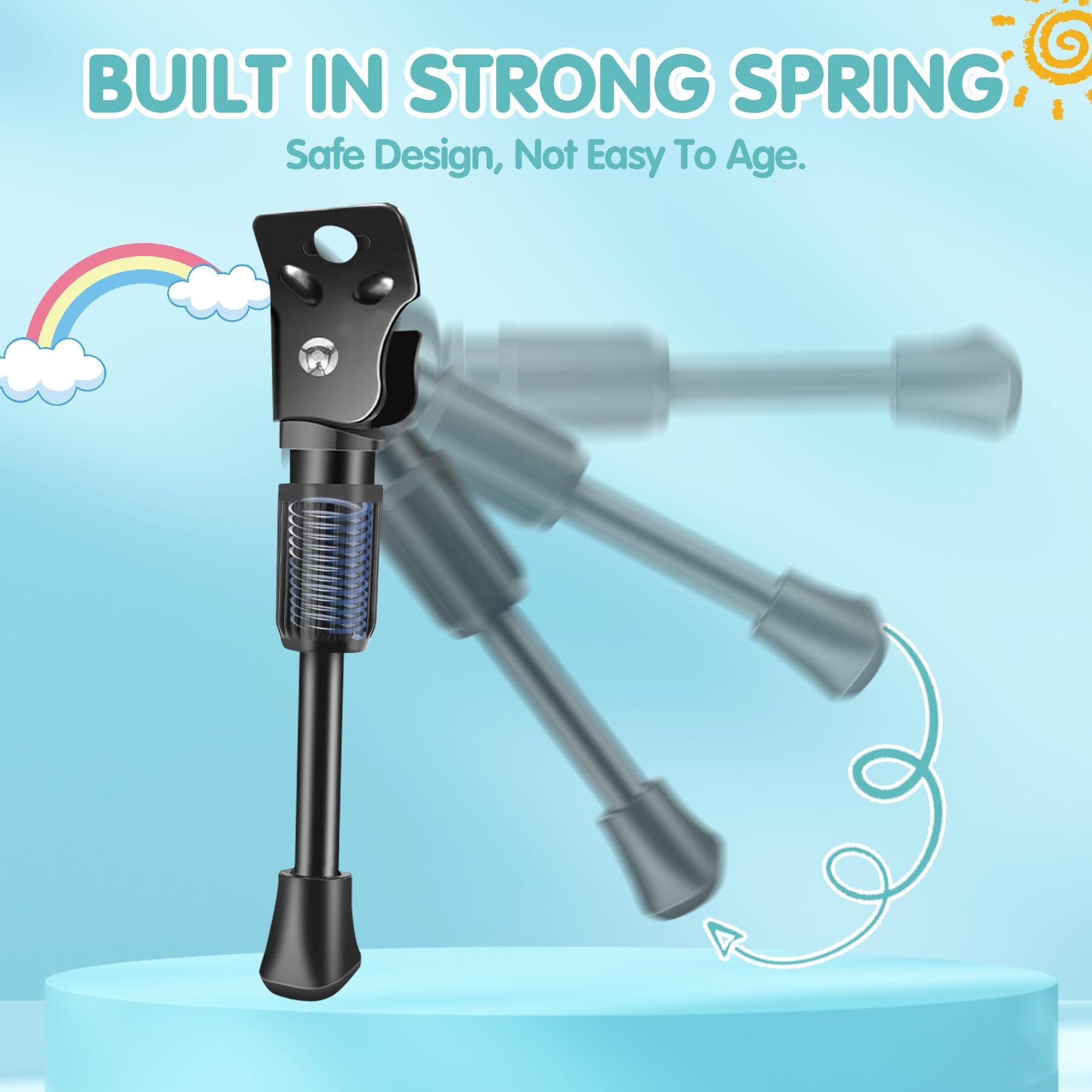 LEICHTEN Kickstand for Kids Bike, Kids Bike Kickstand for 12/14/16/18/20 Inch Wheel Children's Bicycle Single-Side Kick Stand Rear Mount Bikes Support Racks for Girls and Boys Bike, Non-adjustable