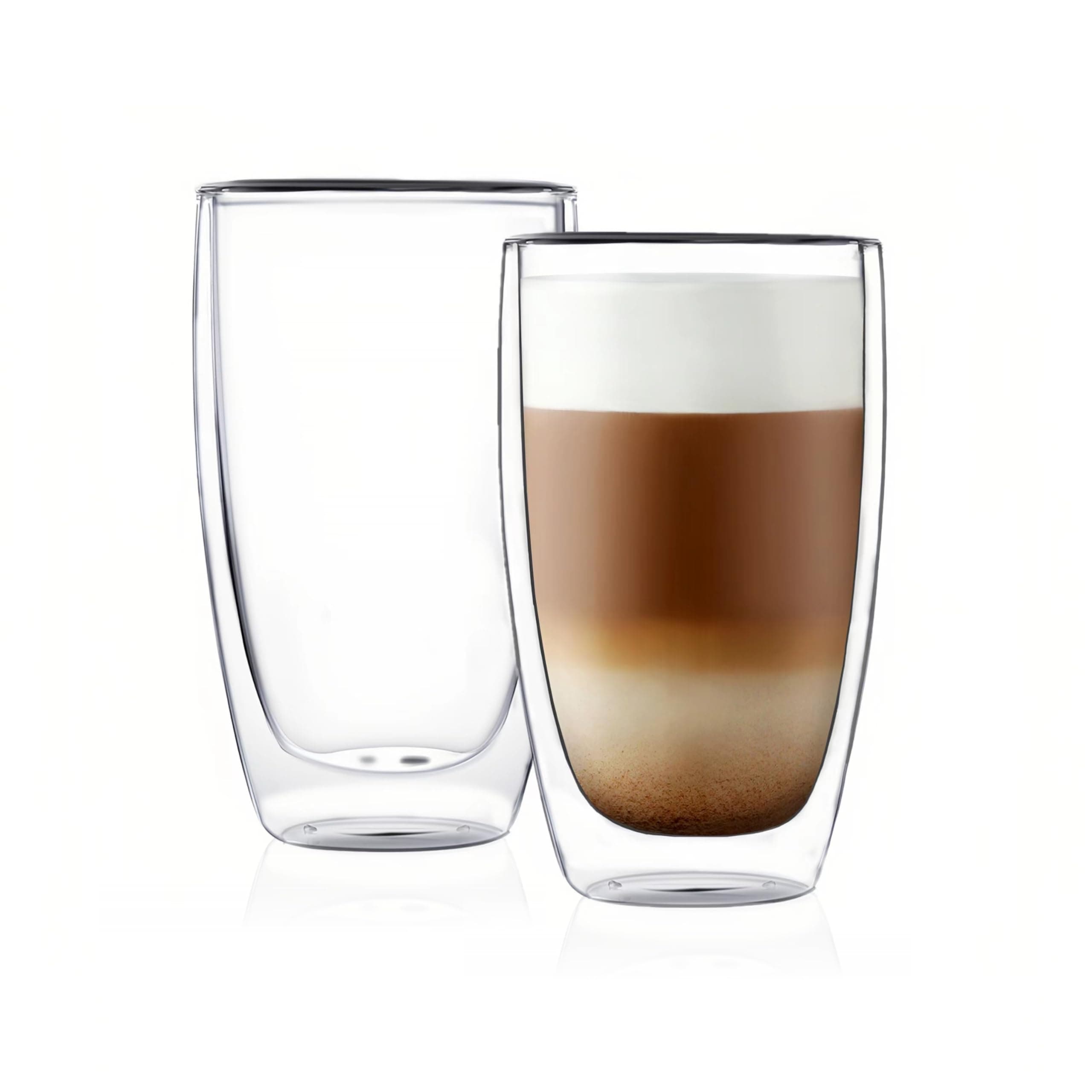 CnGlass Double Wall Thermo Glass Mugs,Glass Espresso Cups(13.5 oz 400ML)Set of 2 Insulated Glass Coffee Mug,Glassware, Beer Drinkware