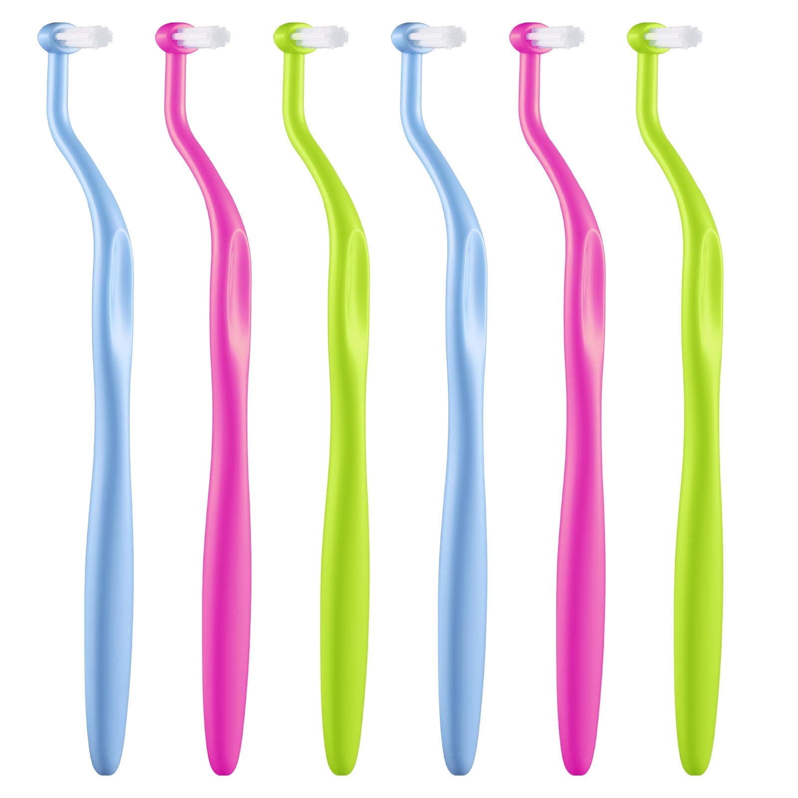 End Tuft Toothbrush, Orthodontic Toothbrush Small Head, Ultra Soft Gum Brushes for Braces, Implants, Retainers and Teeth Detail Cleaning, 6 Pcs