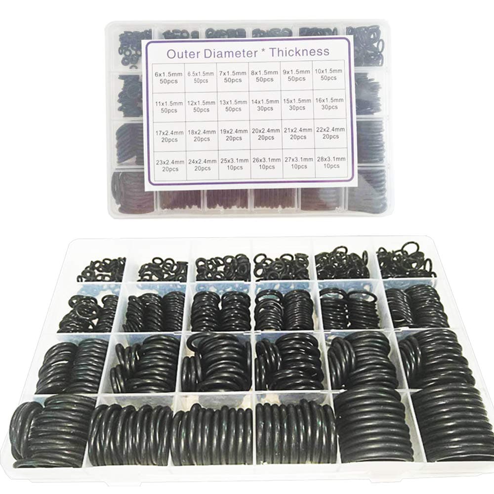Rubber O-Ring Set - 740pcs, 24 Sizes, Black, NBR Material, O-ring Kit