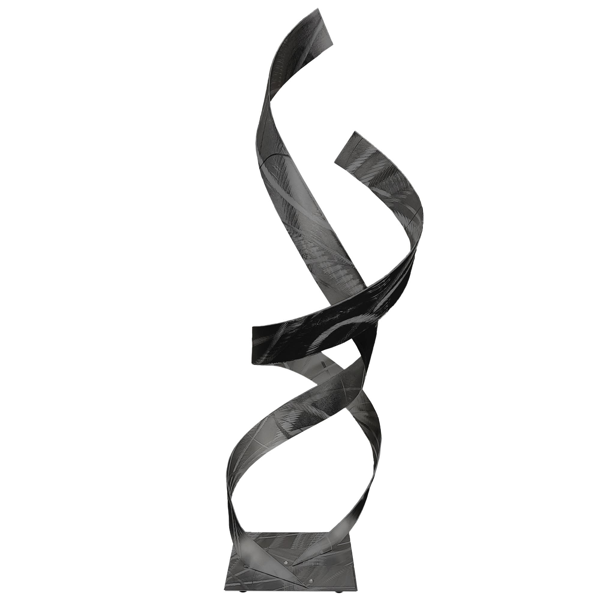 Metal Sculpture 'Two Lovers in Black' by Carlos Jacobs - Modern Decor Abstract Sculpture - 10x33in. Black Minimalist Decor