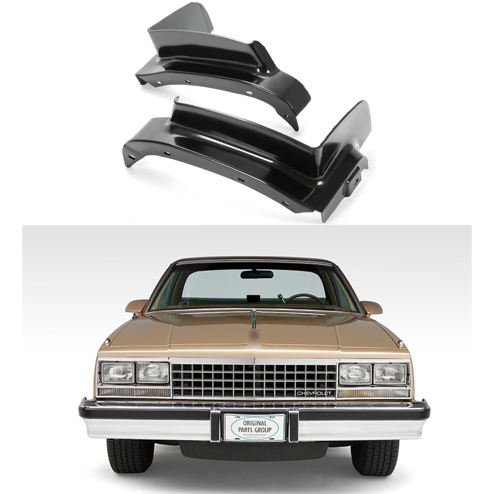 Front Bumper Filler Black Set of 2pcs Fit For 1978-1983 Chevy Malibu