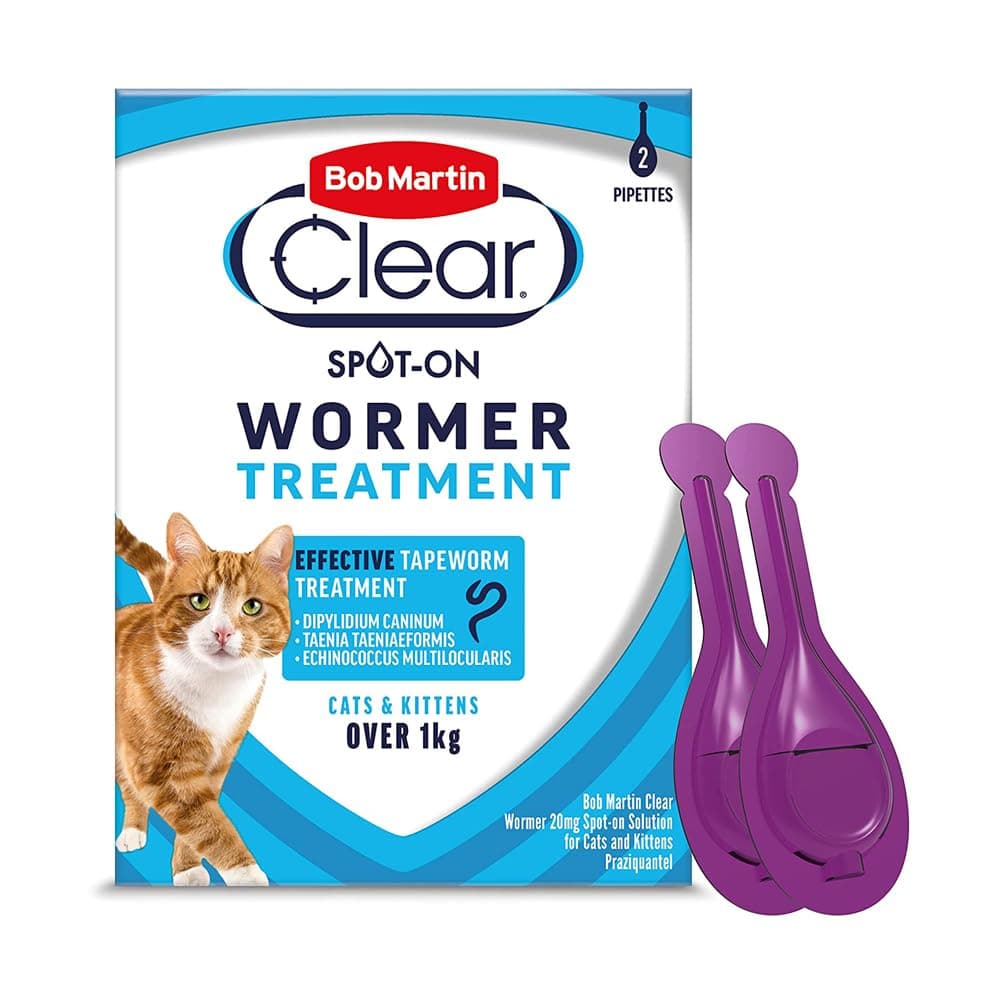 Bob Martin Clear Spot On Wormer Treatment for Cats and Kittens - 2 Tubes