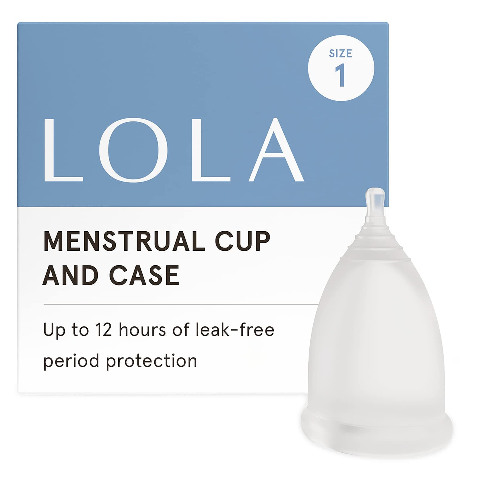LOLA Menstrual Cup, Size 1 - Reusable Period Cup for 12 Hours of Reliable Leak Protection - Made of Medical Grade Silicone for a Comfortable, Flexible Fit - Carrying Case Included, Eco Friendly