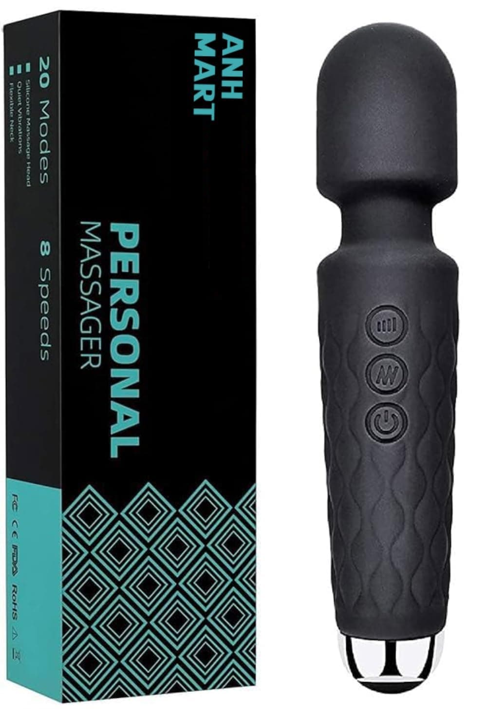 Full Body Massager Handheld Waterproof Vibrate Wand Massage Cordless Machine with 20 Vibration Modes - 8 Speeds, Battery Powered Massager for Women and Men - MULTICOLOUR