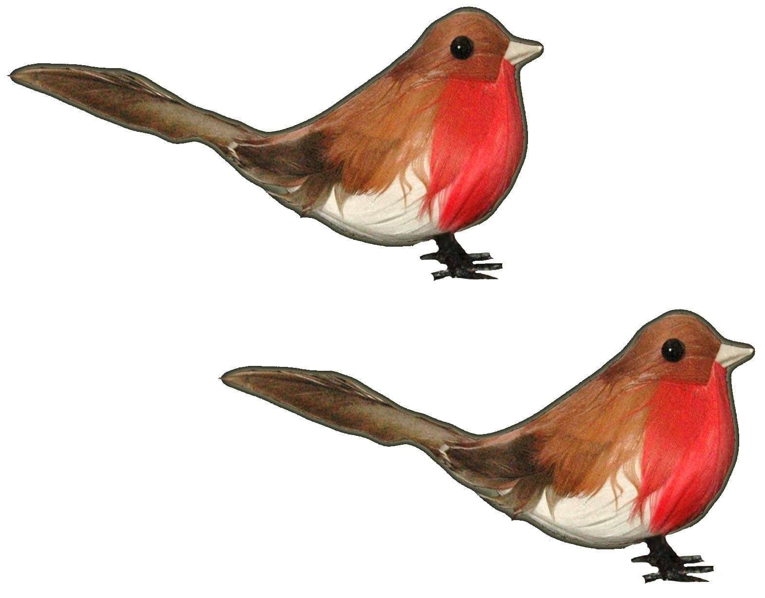 Toyland® Pack of 2 - Wired Robins - Cake Toppers - Christmas Tree Decorations