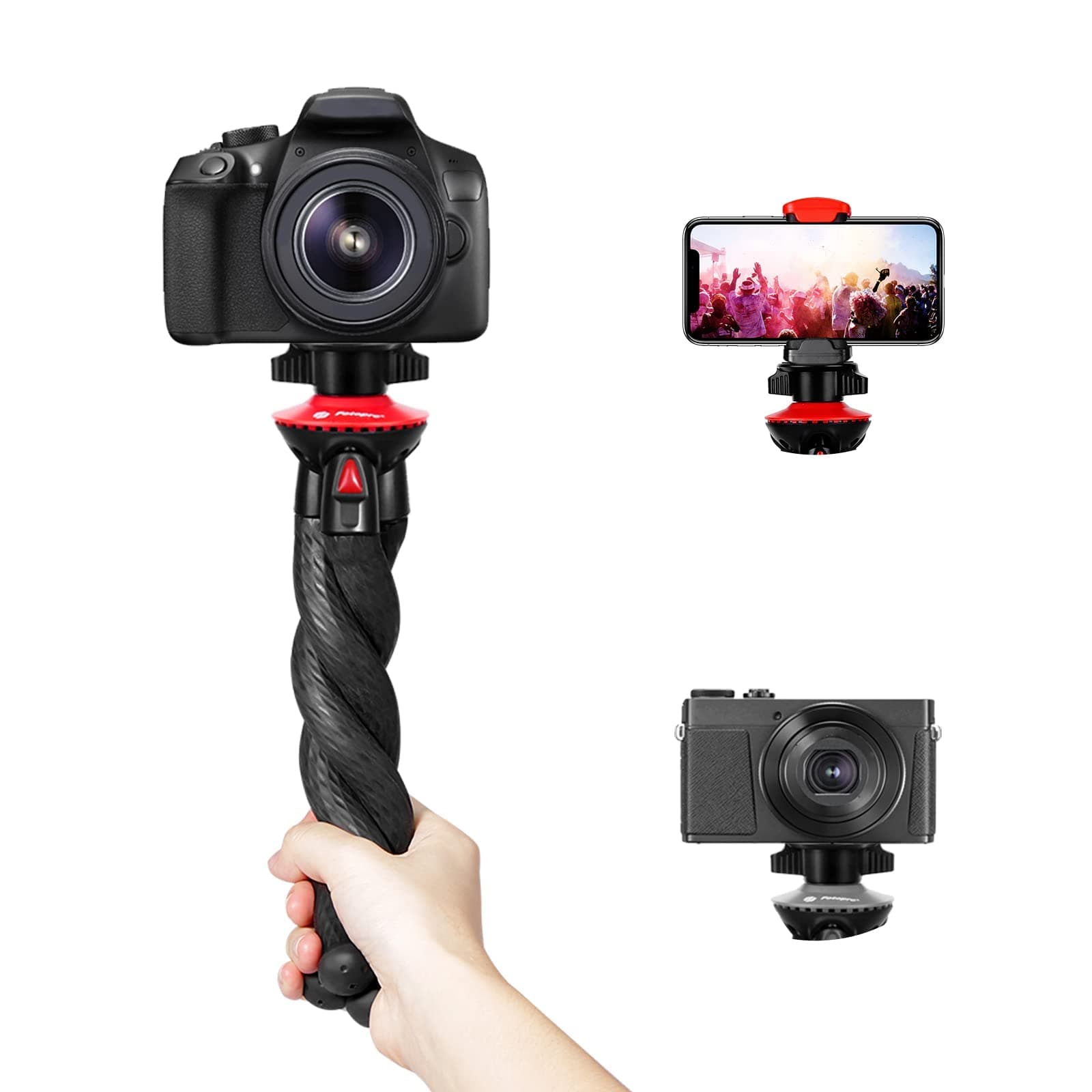 Fotopro Flexible Tripod, Camera Tripod with Phone Tripod Mount, Wrappable Leg Tripod, Action Video Tripod, Lightweight Mini Camera Tripod Stand for Mirrorless Cameras DSLR Sony