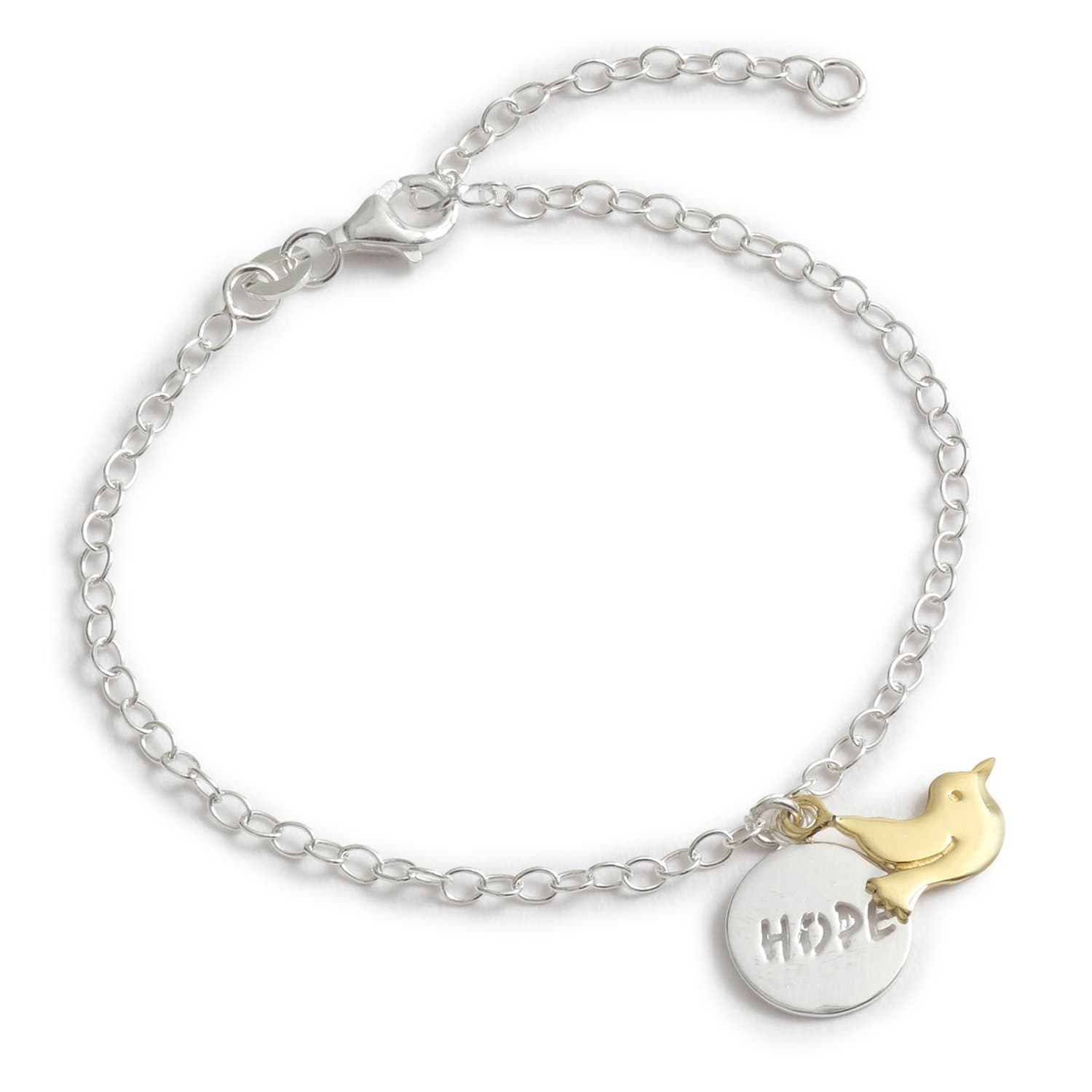 LJ DesignsConfirmation Gifts Silver Hope & Gold Plated Dove Bracelet Baptism Jewellery