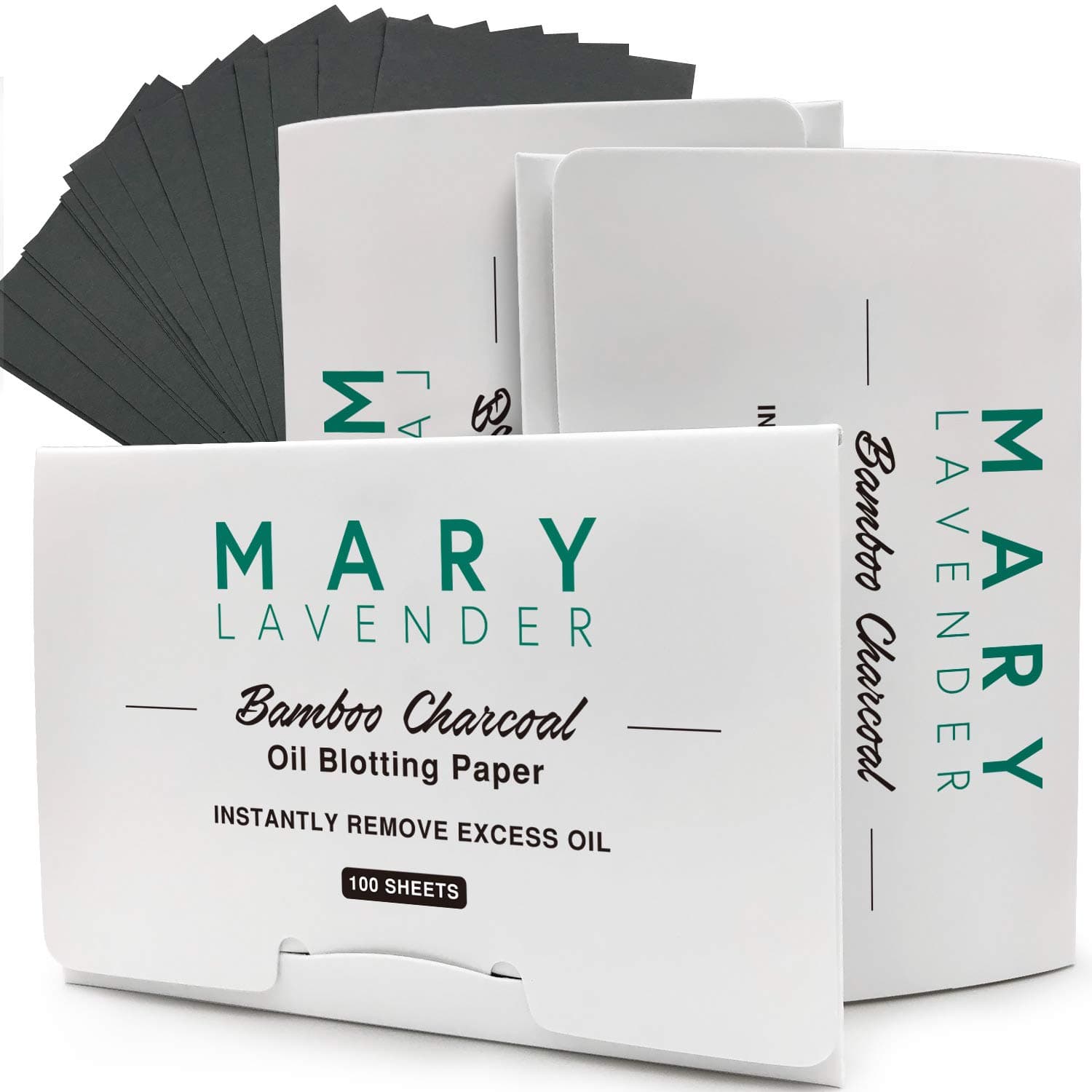 MARY LAVENDER Bamboo Charcoal Oil Blotting Paper Sheets for Face,100% Natural Absorbing Excess Shine Oil and Dirt Tissues for Both Men Women,Prevent Blackhead Acne, Minimize Pores,300 Sheets(3 Pack)