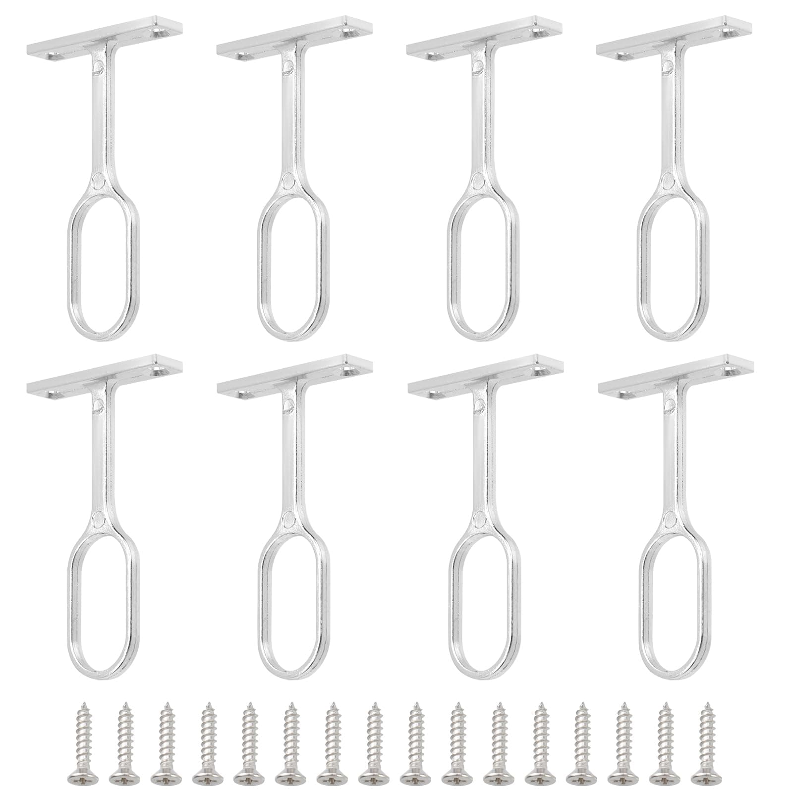 Oval Closet Rod Support Zinc Alloy Rod Middle Support - 8pcs