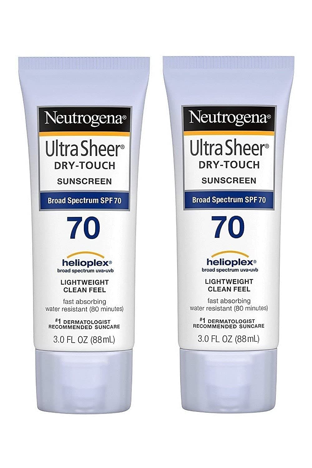 Ultra Sheer Dry-Touch Water Resistant and Non-Greasy Sunscreen Lotion with Broad Spectrum SPF 70, 3 fl. oz (Pack of 2)