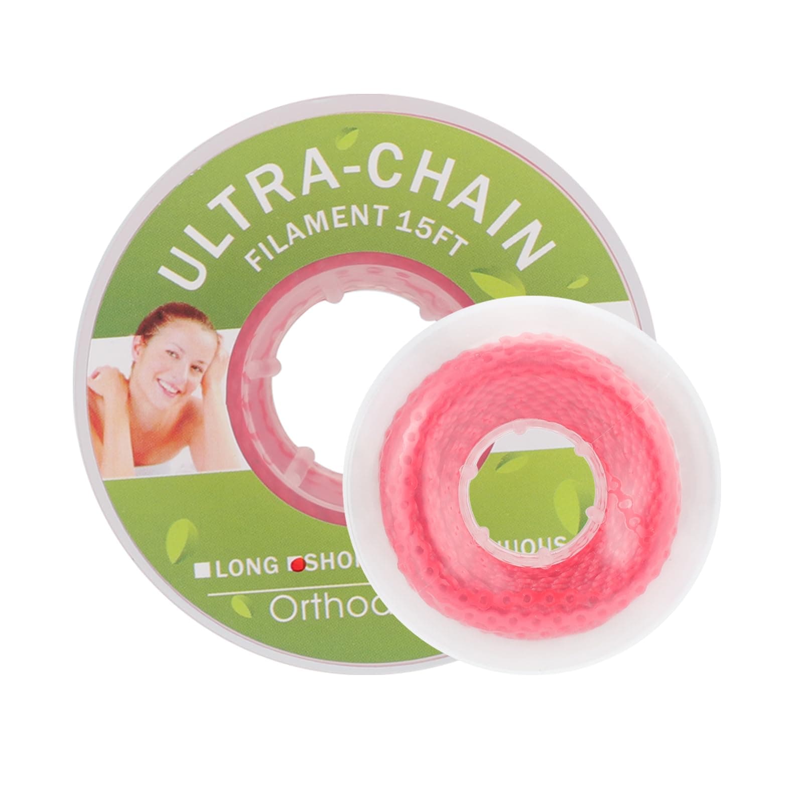 Colourful Elastic Power Chain for Braces Dental Orthodontic Powerchains 3 Sizes Ortho Rubber Band(Long,Red 4#)