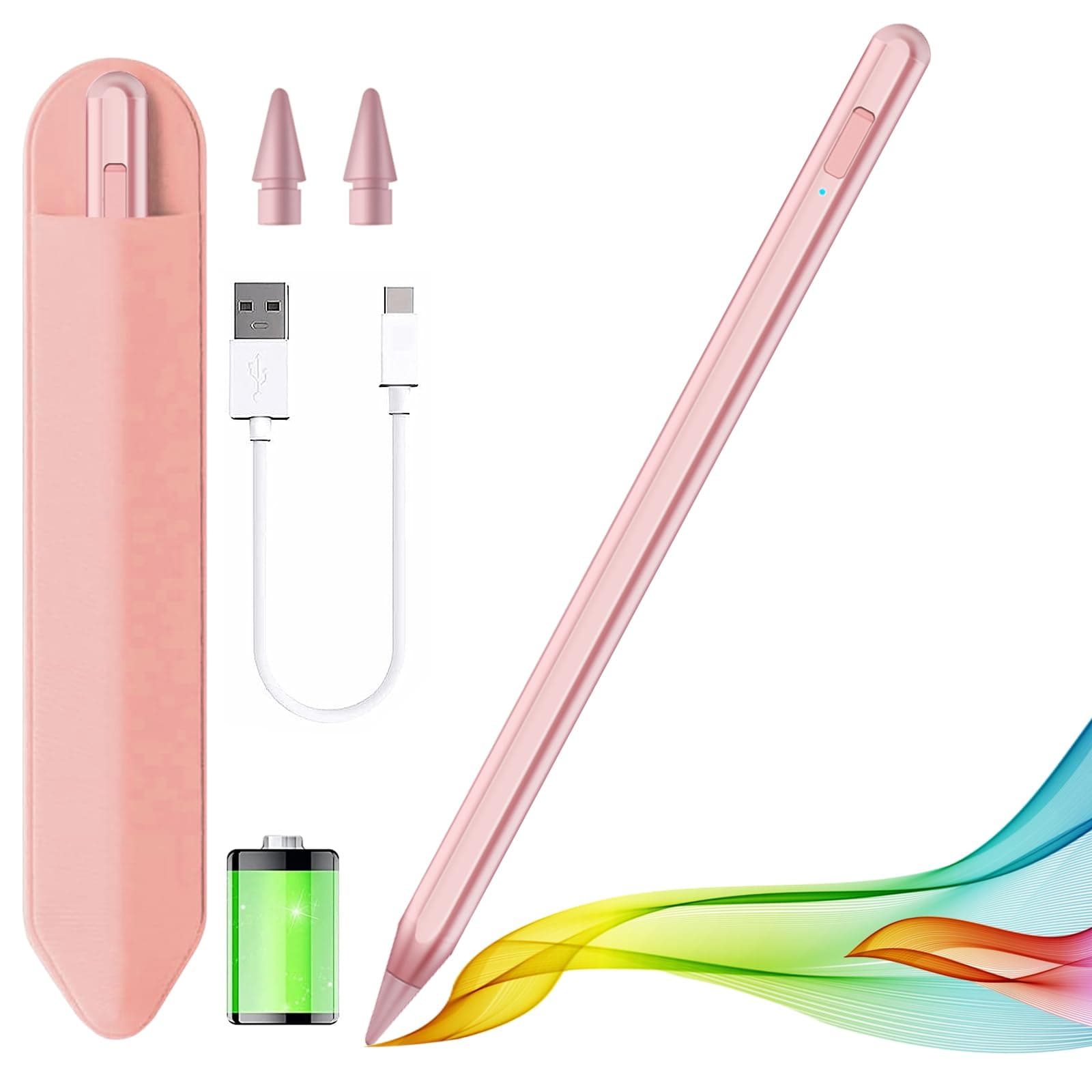 Stylus Pen for iPad 2018-2025 with Palm Rejection, Apple Pencil for Pad11th/10th/9th/8th/7th/6th Gen, iPad Pro 11/12.9 inch, New iPad Air 2025 11&13-inch(M3/2) /5th/4th/3th Gen, iPad mini 6th/5th